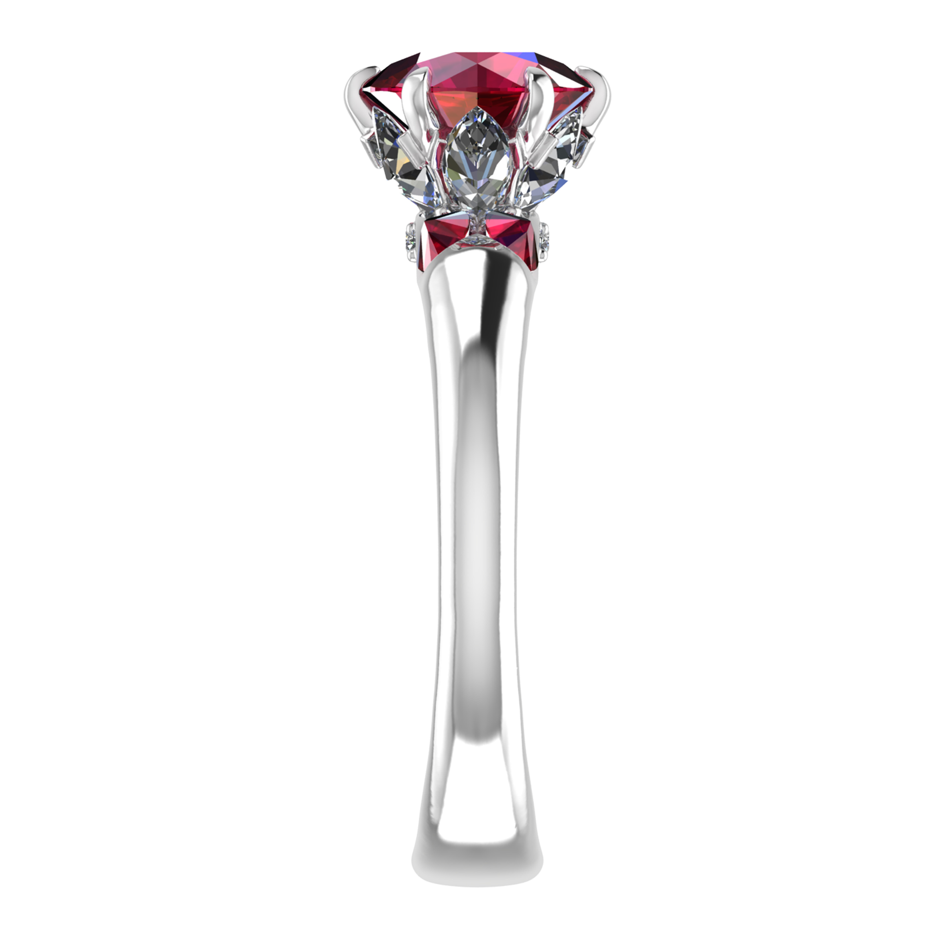 Ring «The Lotus», collection Harmony of water, MOISEIKIN, Ruby, Diamonds, 18K White Gold | Photo 5