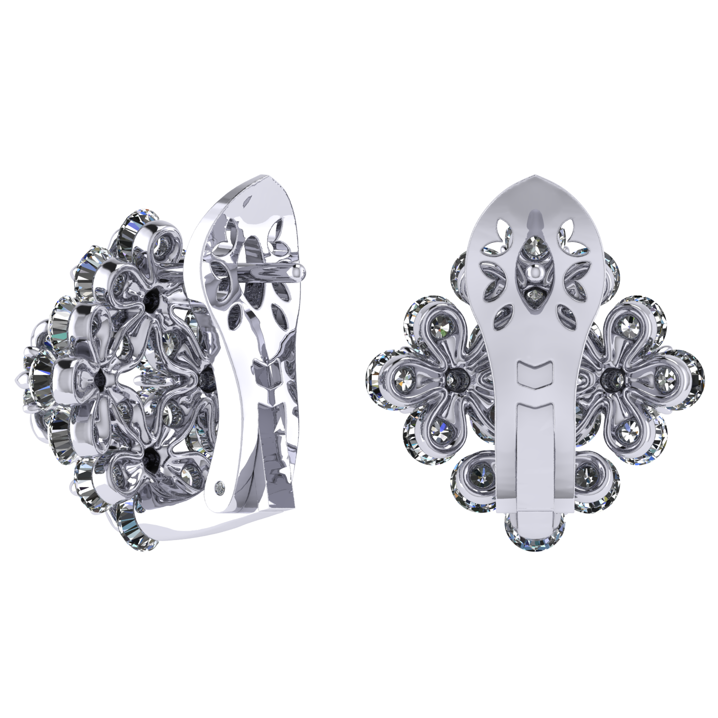 Earrings «Forget-me-nots», collection Waltz of Flowers, MOISEIKIN, Diamond, 18K White Gold | Photo 2