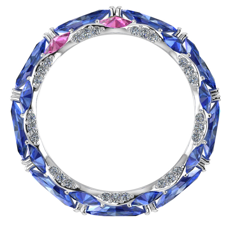 Ring collection Harmony of water, MOISEIKIN, Diamonds, Tanzanites, Sapphires, 18K White Gold | Photo 3