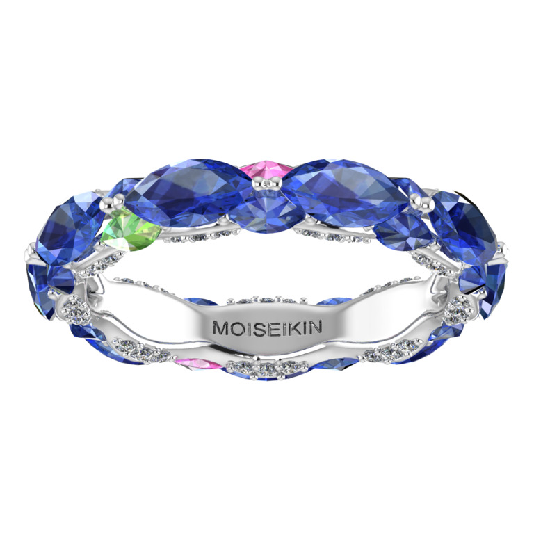 Ring collection Harmony of water, MOISEIKIN, Diamonds, Tanzanites, Sapphires, 18K White Gold | Photo 2