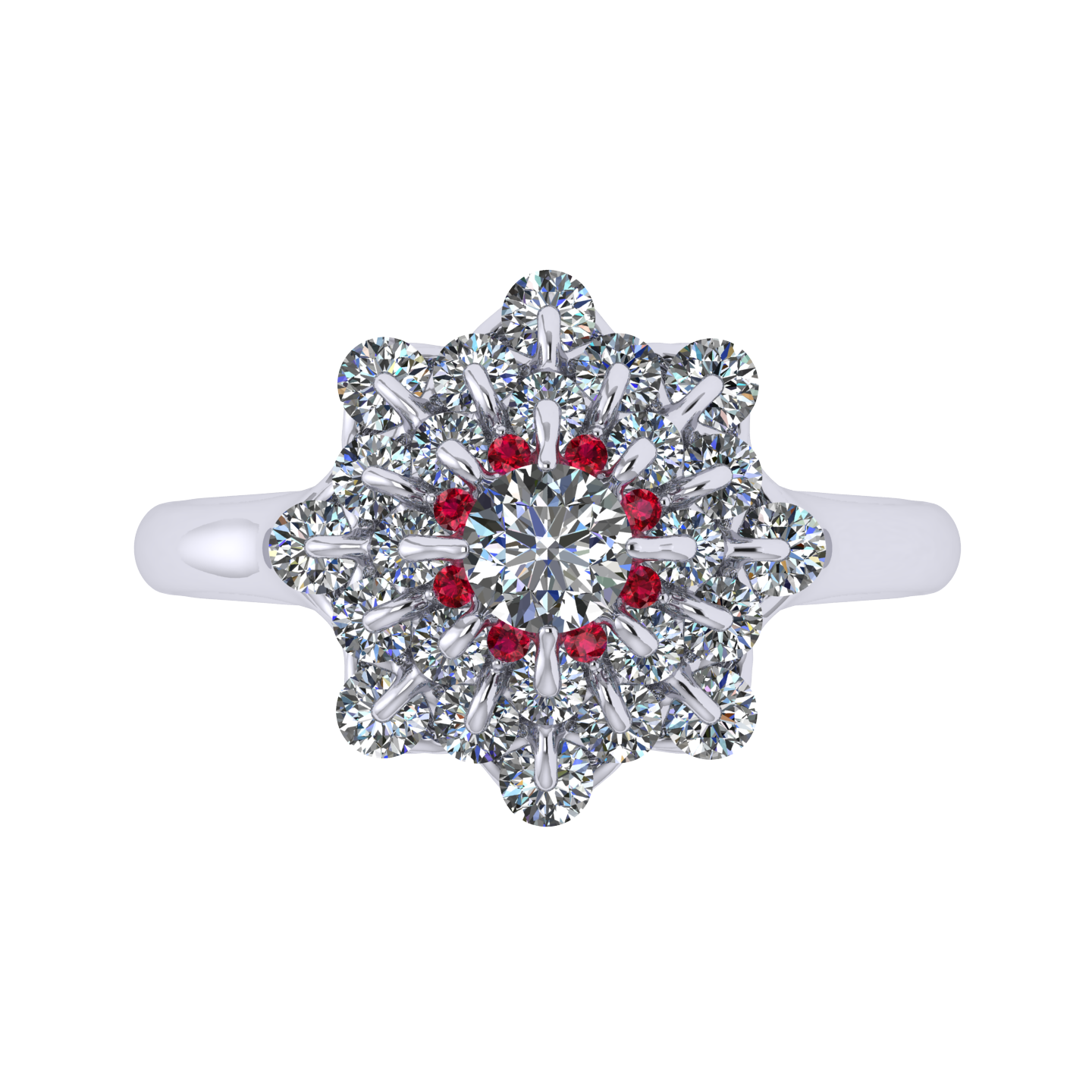 Ring collection Waltz of Snowflakes, MOISEIKIN, Diamond, Ruby, 18K White Gold | Photo 2