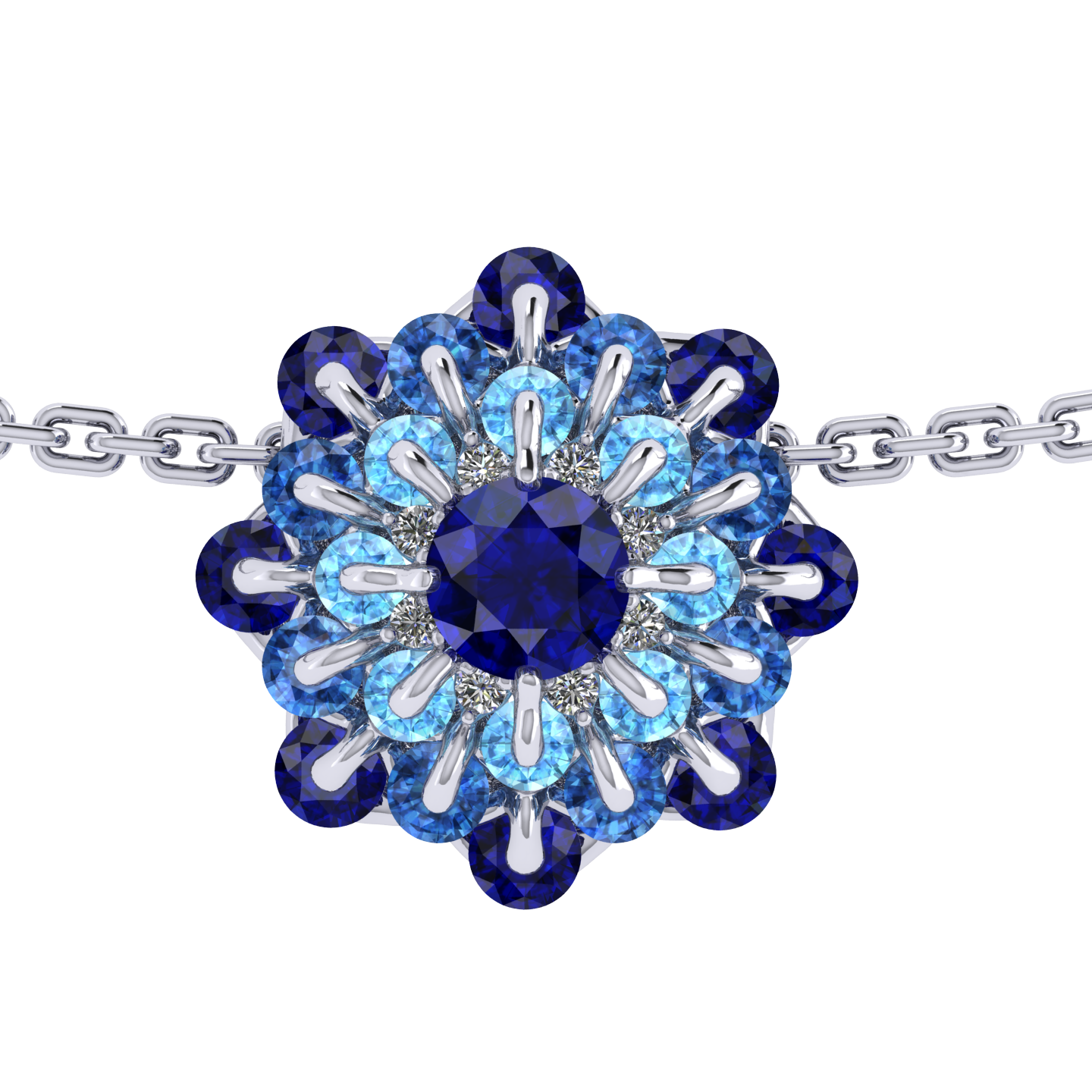 Pendant collection Ball of Colours, MOISEIKIN, Sapphire, Diamonds, 18K White Gold | Photo 1