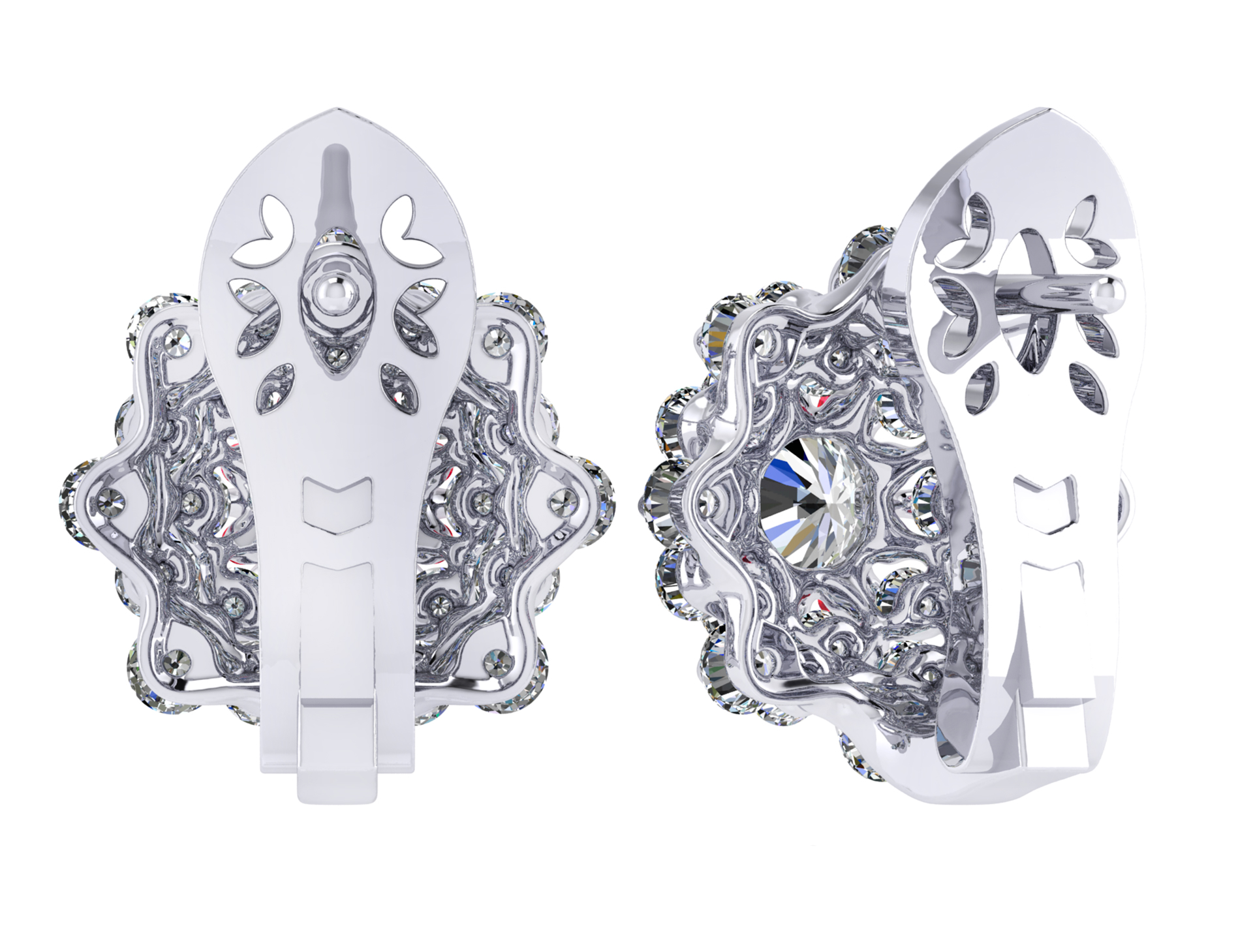 Earrings collection Waltz of Snowflakes, MOISEIKIN, Diamonds, Rubys, 18K White Gold | Photo 2