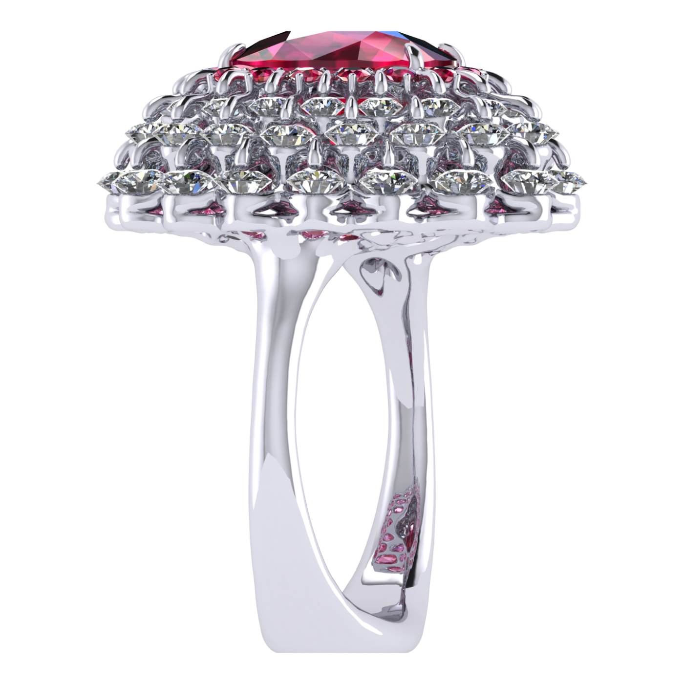 Ring 'The frame without the central stone', collection Ball of Colours, Ruby, Diamond, 18K White Gold | Photo 4