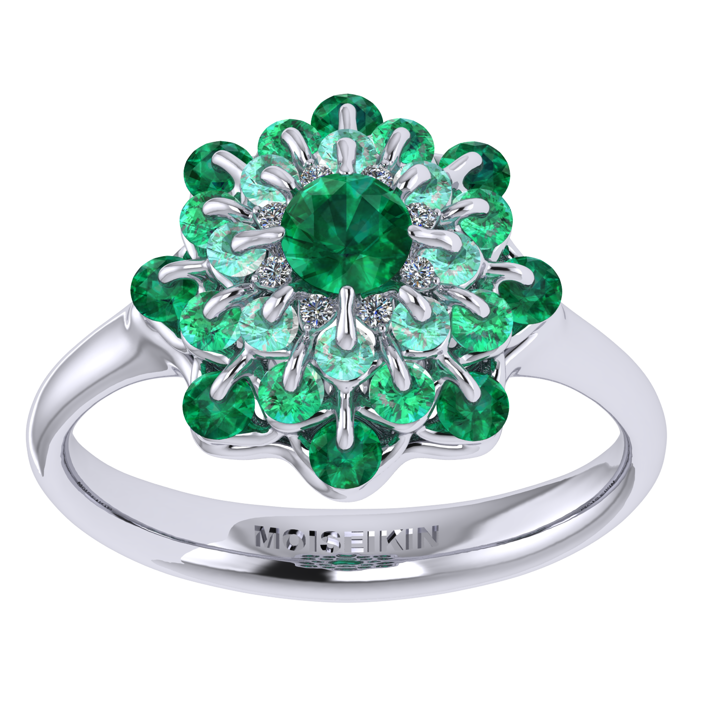 Ring collection Ball of Colours, MOISEIKIN, Emerald, Diamonds, 18K White Gold | Photo 2