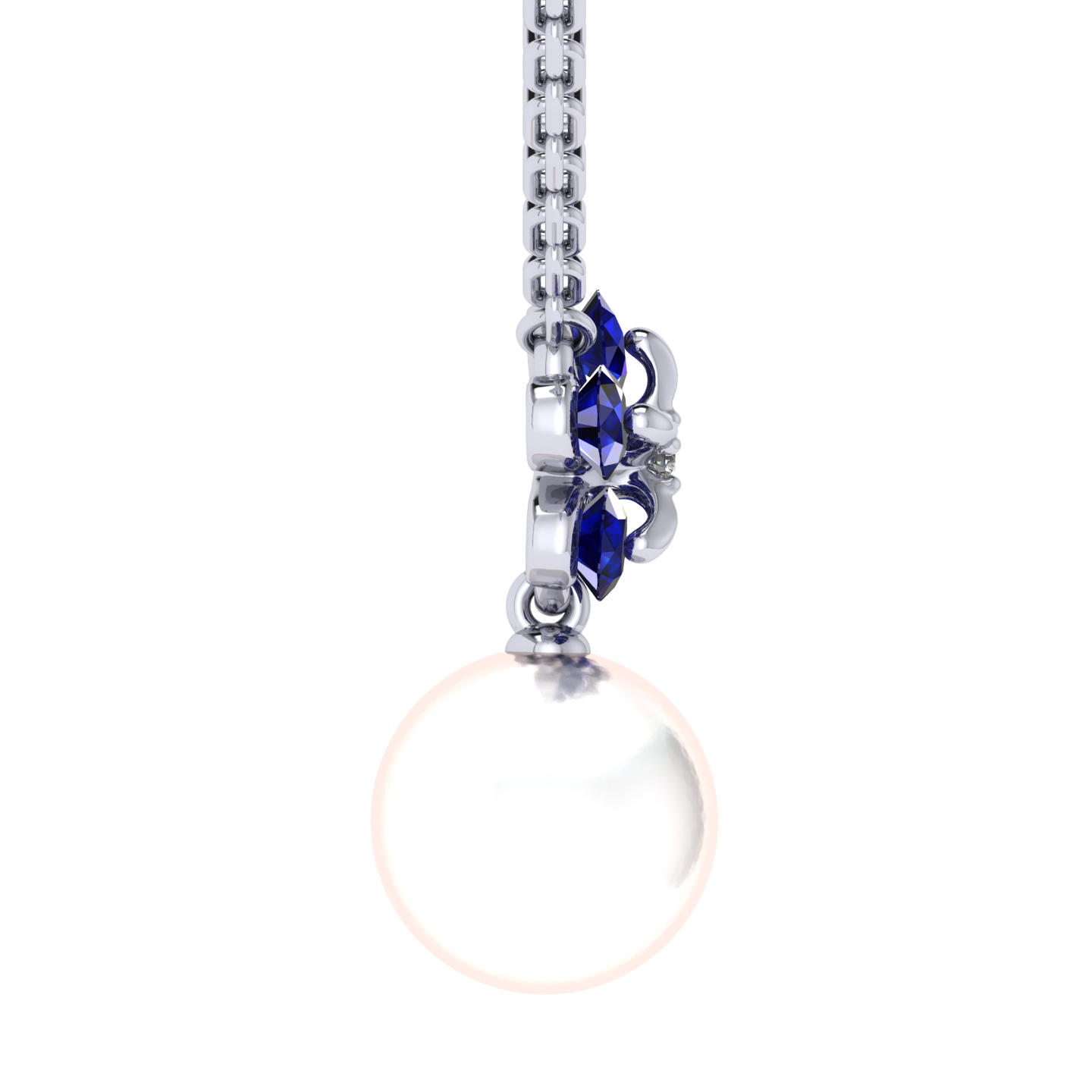 Necklace «Tsvetodelika», collection Waltz of Flowers, MOISEIKIN, Diamond, Sapphire, Ruby, Pearl | Photo 3