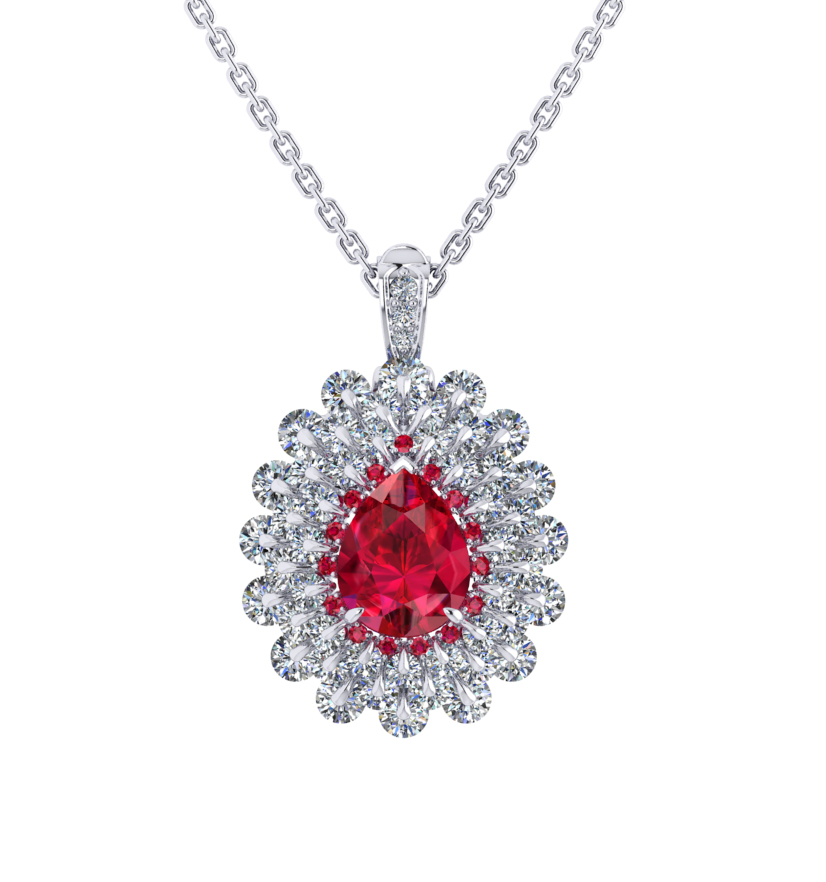 Ring Ruby, Diamond, 18K White Gold | Photo 1