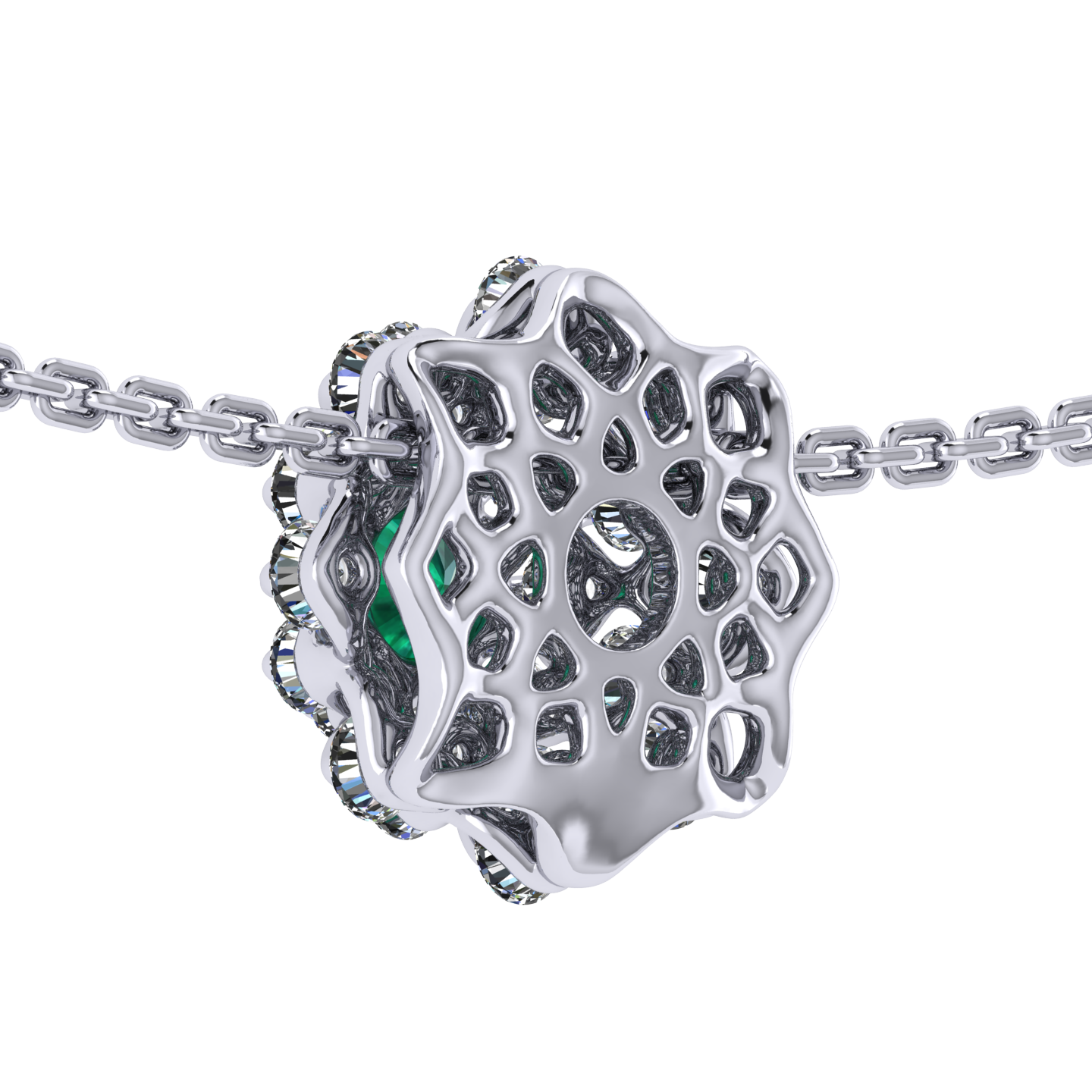 Pendant collection Ball of Colours, MOISEIKIN, Emerald, Diamonds, 18K White Gold | Photo 3