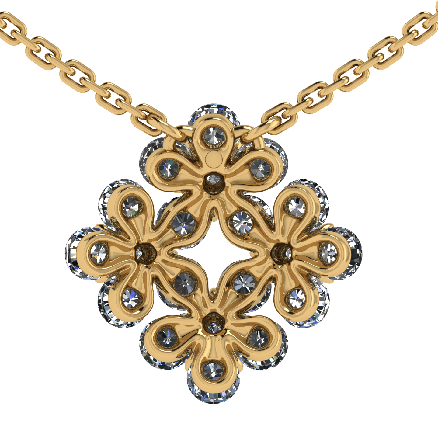 Necklace «Forget-me-nots», collection Waltz of Flowers, MOISEIKIN, Diamond, Ruby, 18K Yellow Gold | Photo 4