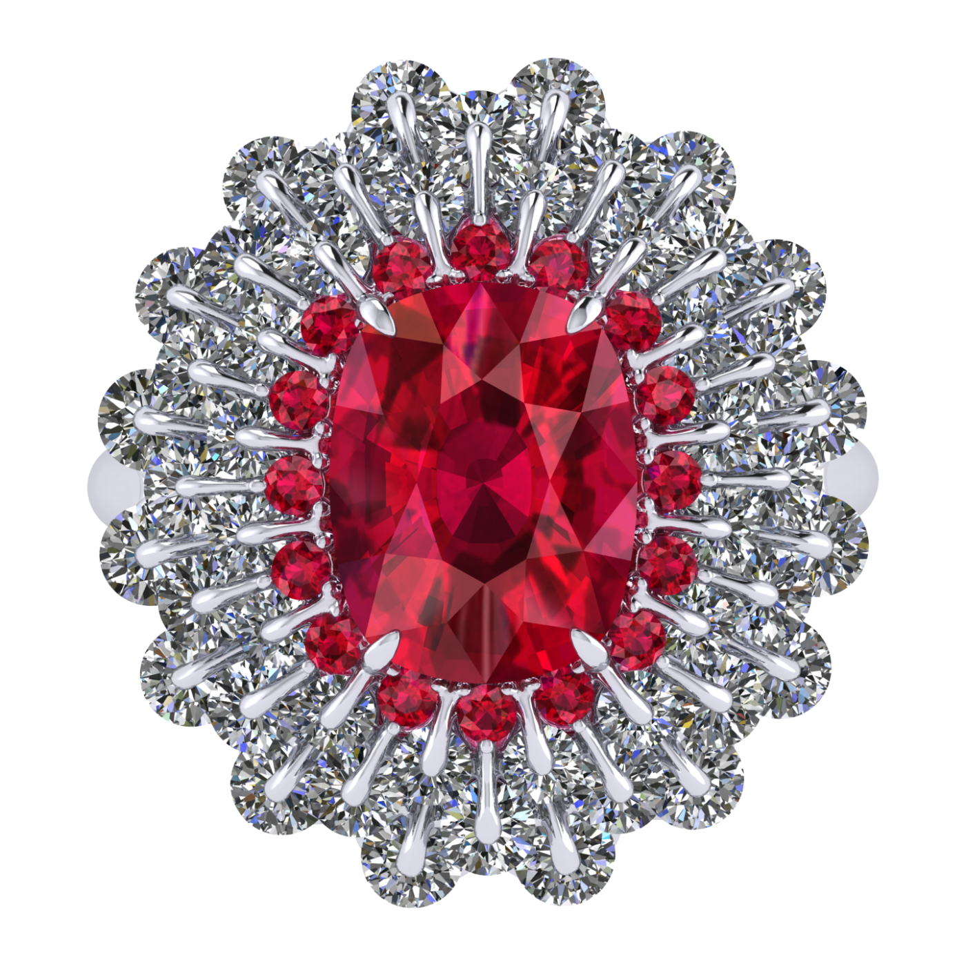 Ring 'The frame without the central stone', collection Ball of Colours, Ruby, Diamond, 18K White Gold | Photo 2