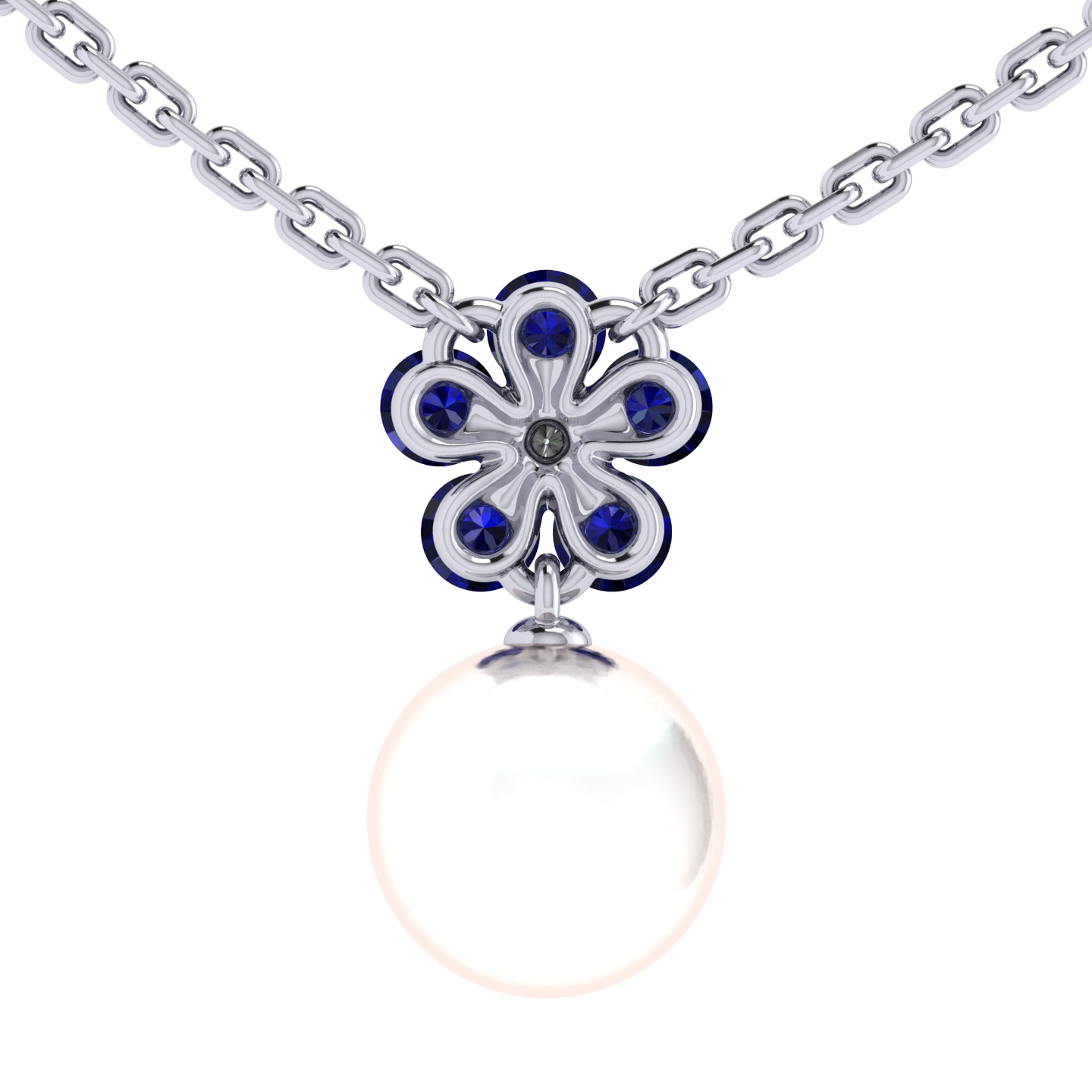 Necklace «Tsvetodelika», collection Waltz of Flowers, MOISEIKIN, Diamond, Sapphire, Ruby, Pearl | Photo 4