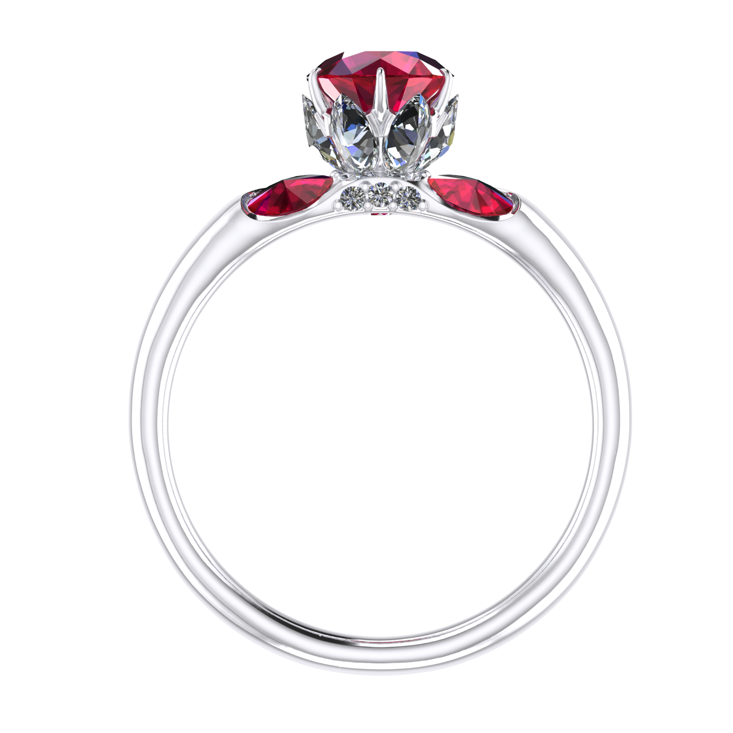 Ring «The Lotus», collection Harmony of water, MOISEIKIN, Ruby, Diamonds, 18K White Gold | Photo 1