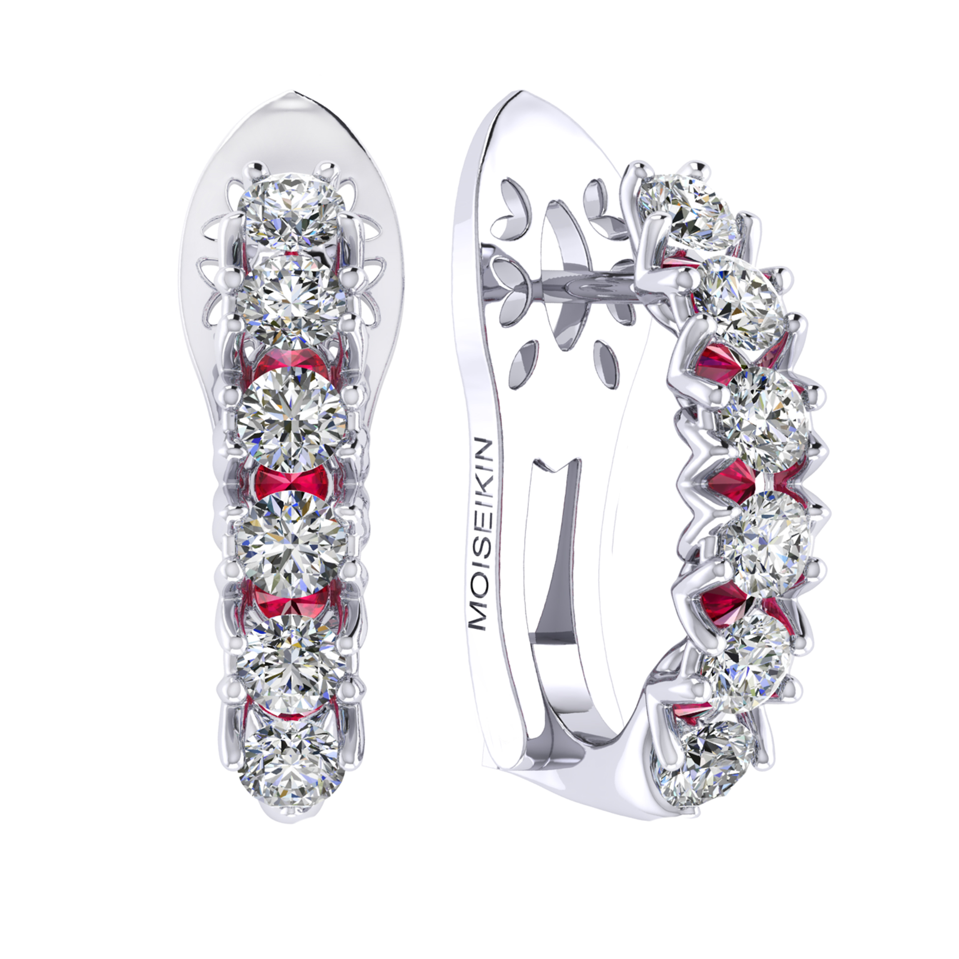 Earrings collection The Very, MOISEIKIN, Diamond, Ruby, 18K White Gold | Photo 1