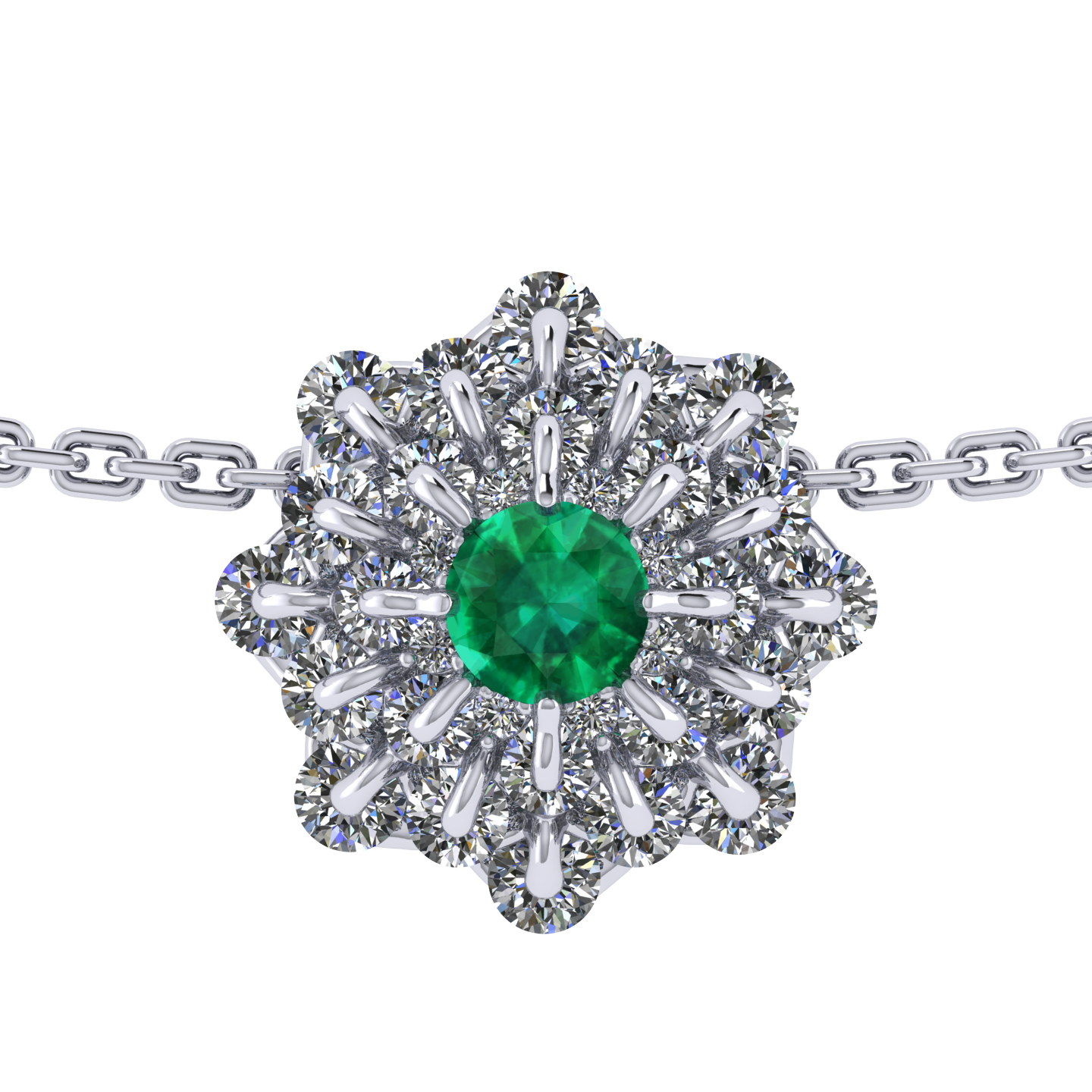 Pendant collection Ball of Colours, MOISEIKIN, Emerald, Diamonds, 18K White Gold | Photo 1