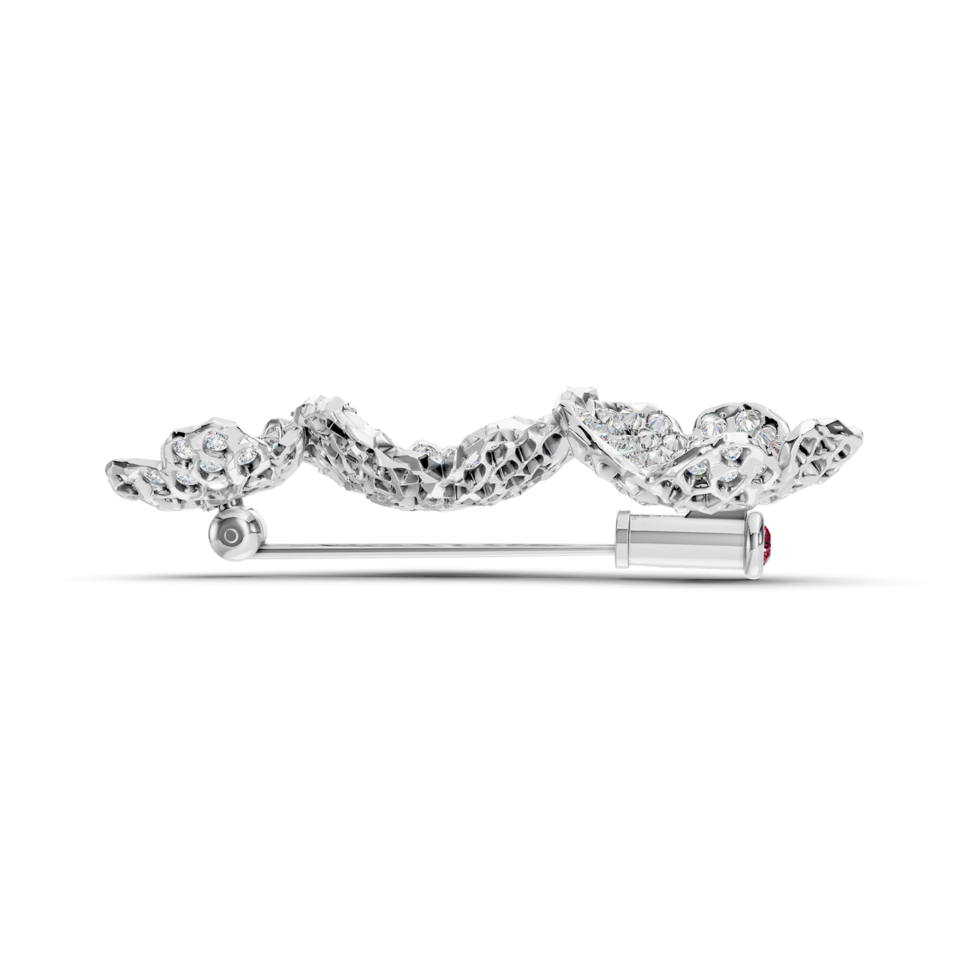 Brooch collection Almond Blossom, Diamond, Ruby, 18K White Gold | Photo 4