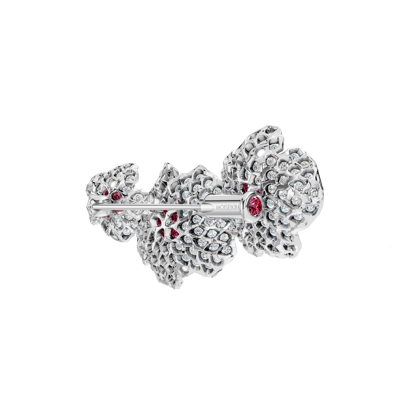 Brooch collection Almond Blossom, Diamond, Ruby, 18K White Gold | Photo 3