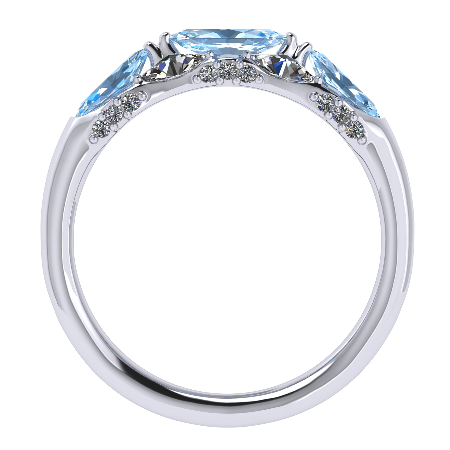 Ring collection Harmony of water, MOISEIKIN, Aquamarine, Diamond, 18K White Gold | Photo 3