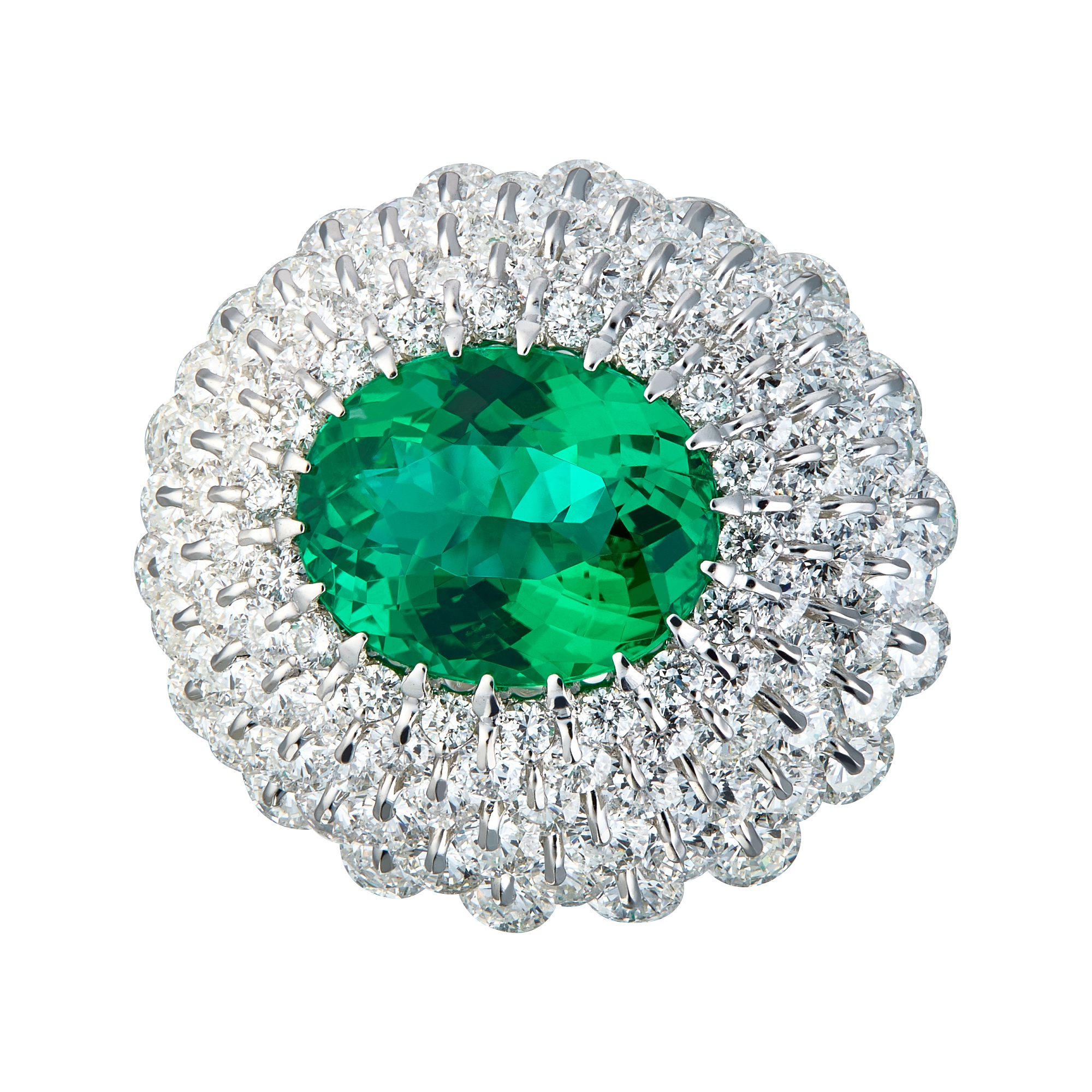 Ring collection Ball of Colours, MOISEIKIN, Emerald, Diamonds, 18K White Gold | Photo 3