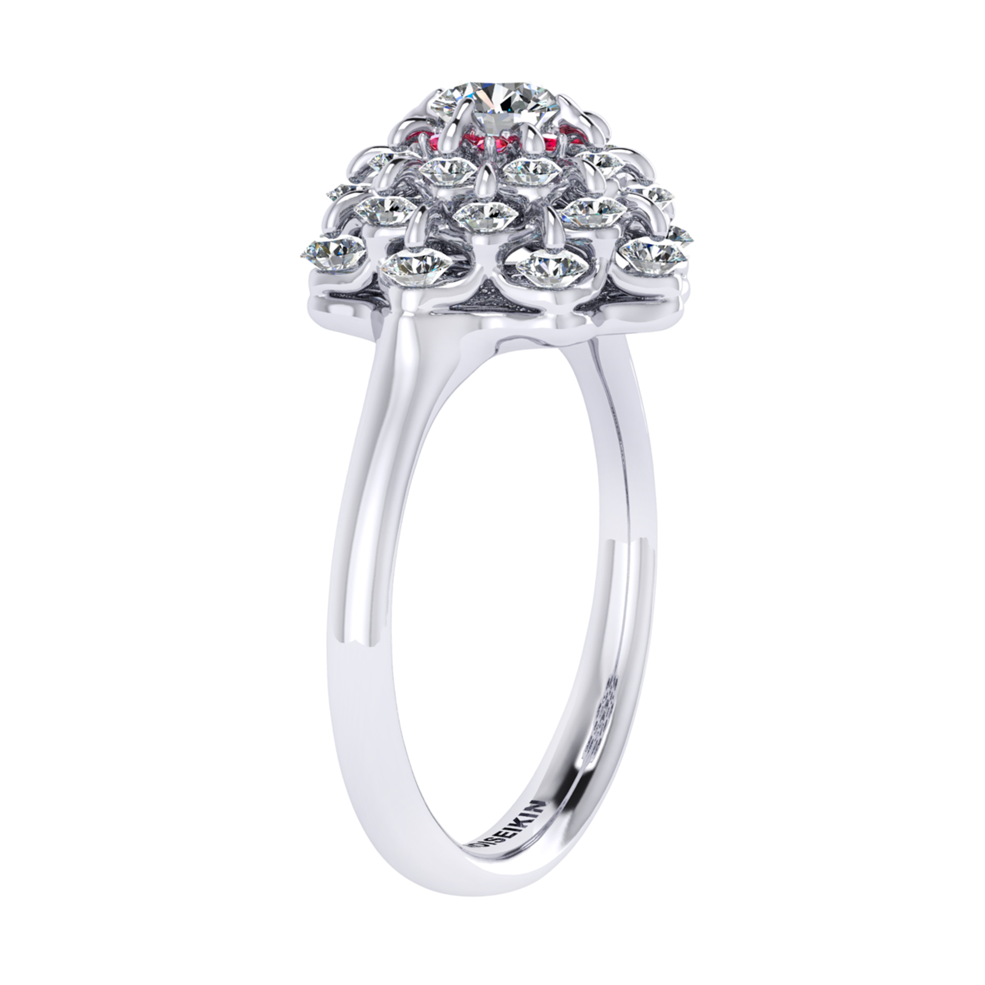 Ring collection Waltz of Snowflakes, MOISEIKIN, Diamond, Rubys, 18K White Gold | Photo 3