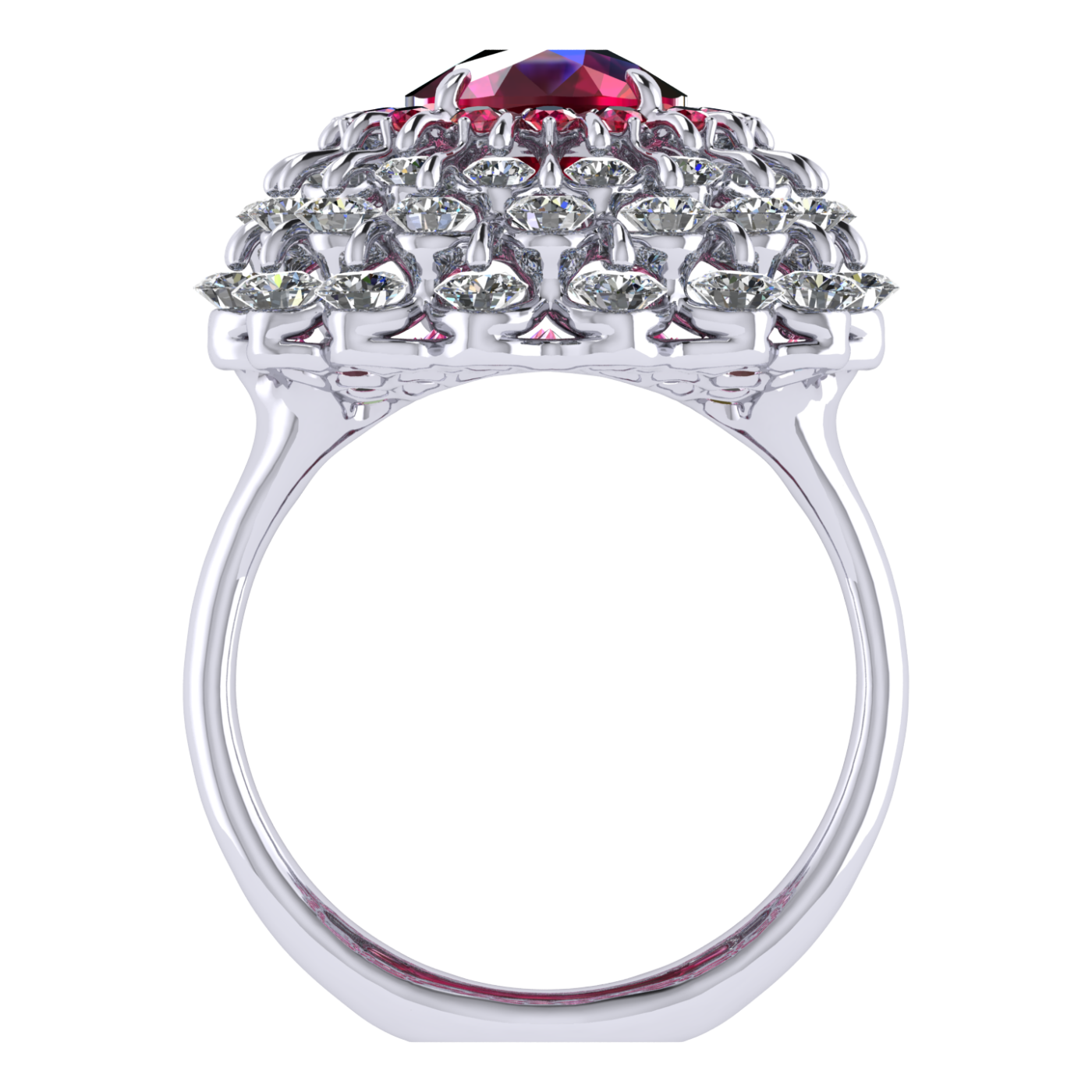 Ring 'The frame without the central stone', collection Ball of Colours, Ruby, Diamond, 18K White Gold | Photo 3