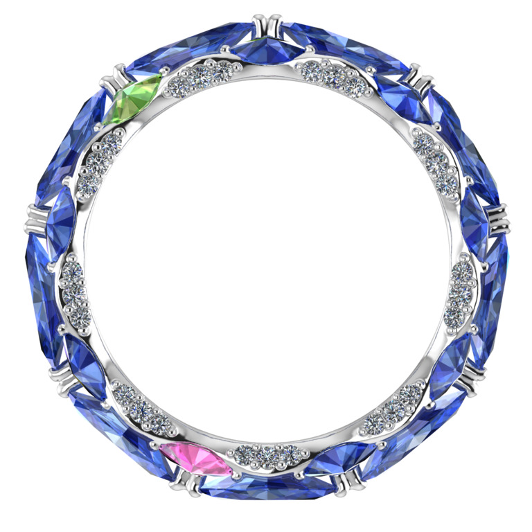 Ring collection Harmony of water, MOISEIKIN, Diamonds, Tanzanites, Sapphires, 18K White Gold | Photo 3