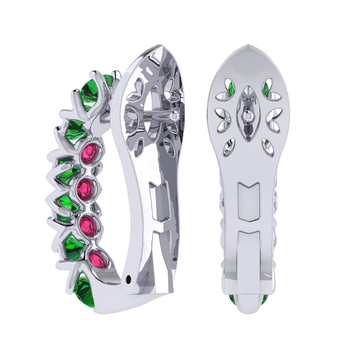 Earrings collection The Very, MOISEIKIN, Tsavorite, Ruby, 18K White Gold | Photo 2