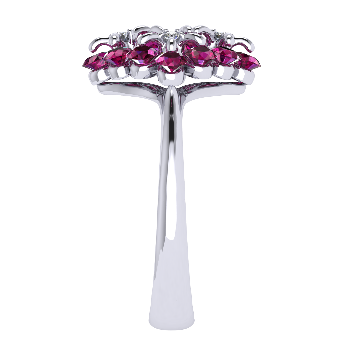 Ring «Tsvetodelika», collection Waltz of Flowers, MOISEIKIN, Diamond, Ruby, 18K White Gold | Photo 3