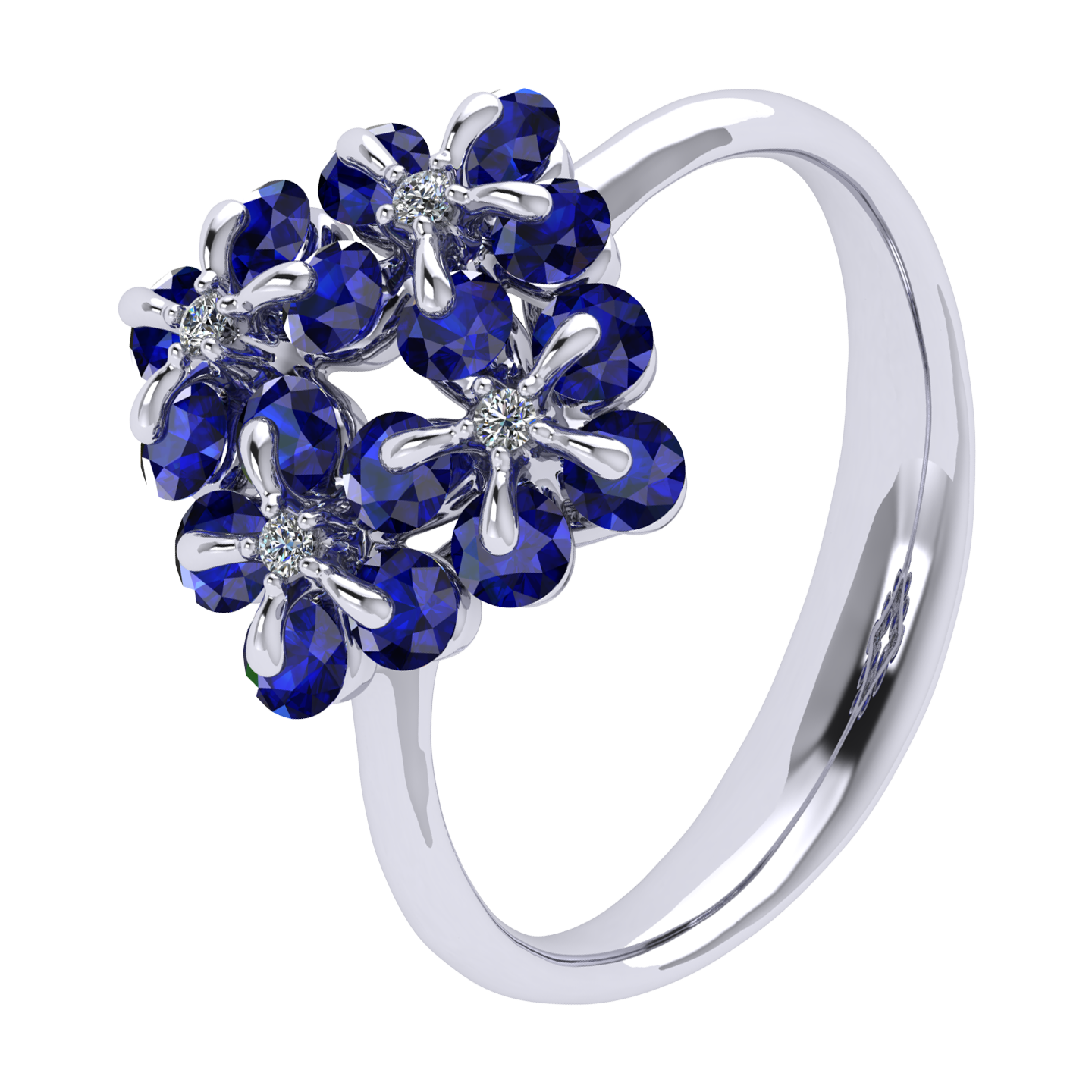 Ring «Tsvetodelika», collection Waltz of Flowers, MOISEIKIN, Diamond, Sapphire, 18K White Gold | Photo 1