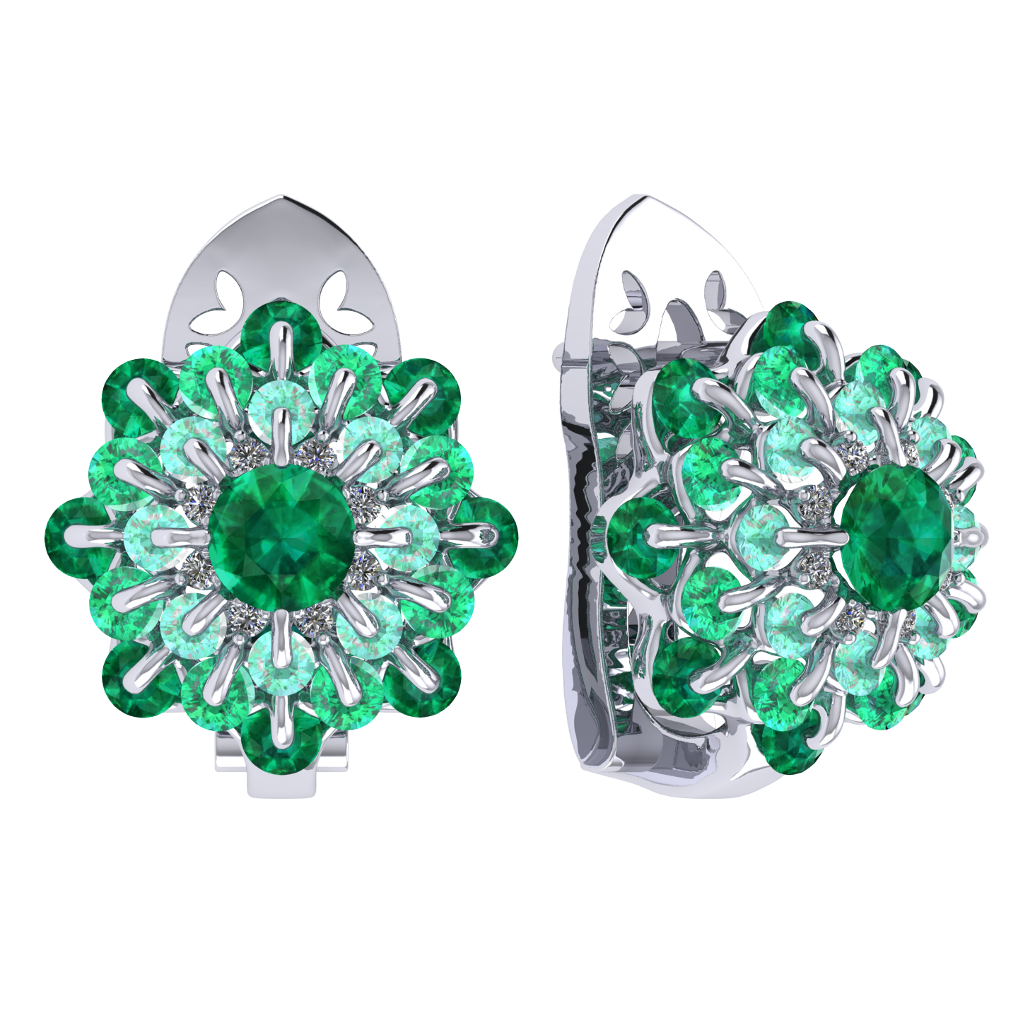 Earrings collection Ball of Colours, MOISEIKIN, Emeralds, Diamonds, 18K White Gold | Photo 1