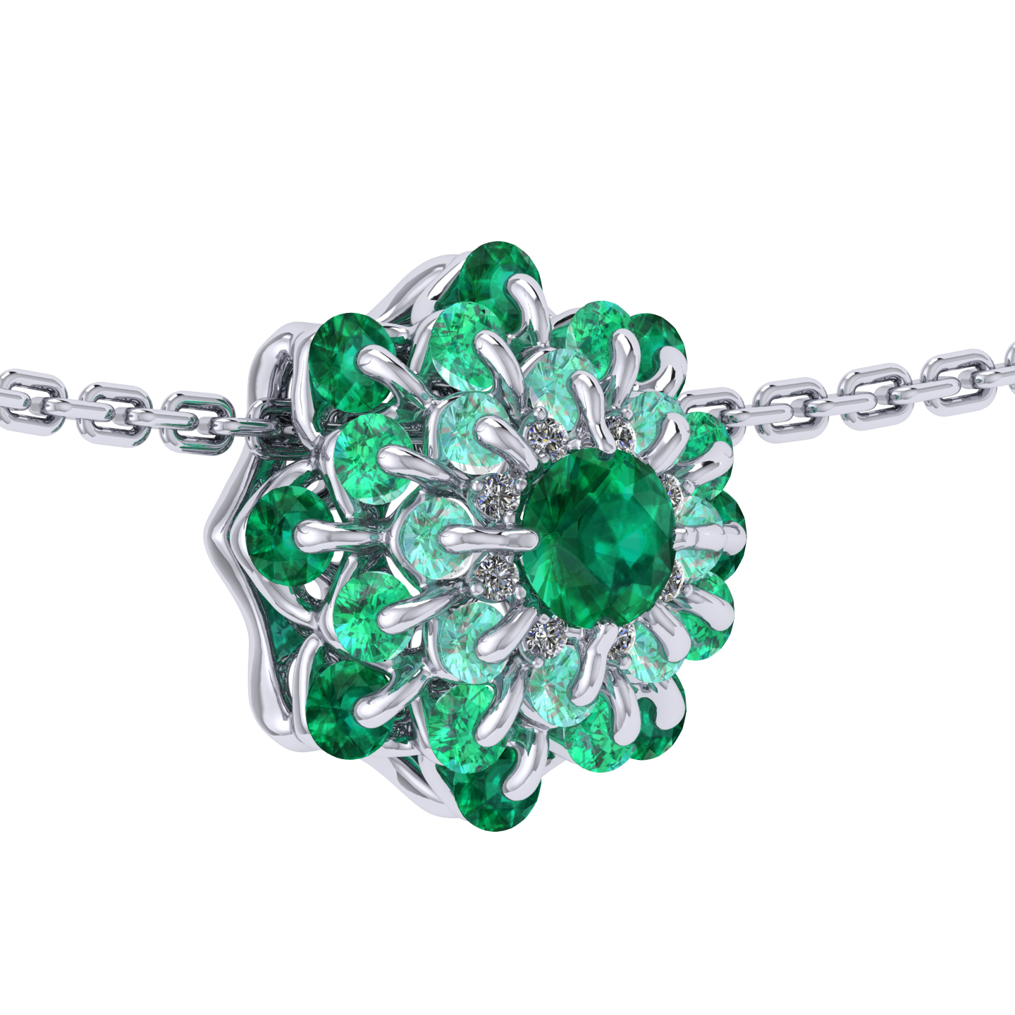 Pendant collection Ball of Colours, MOISEIKIN, Emerald, Diamonds, 18K White Gold | Photo 2