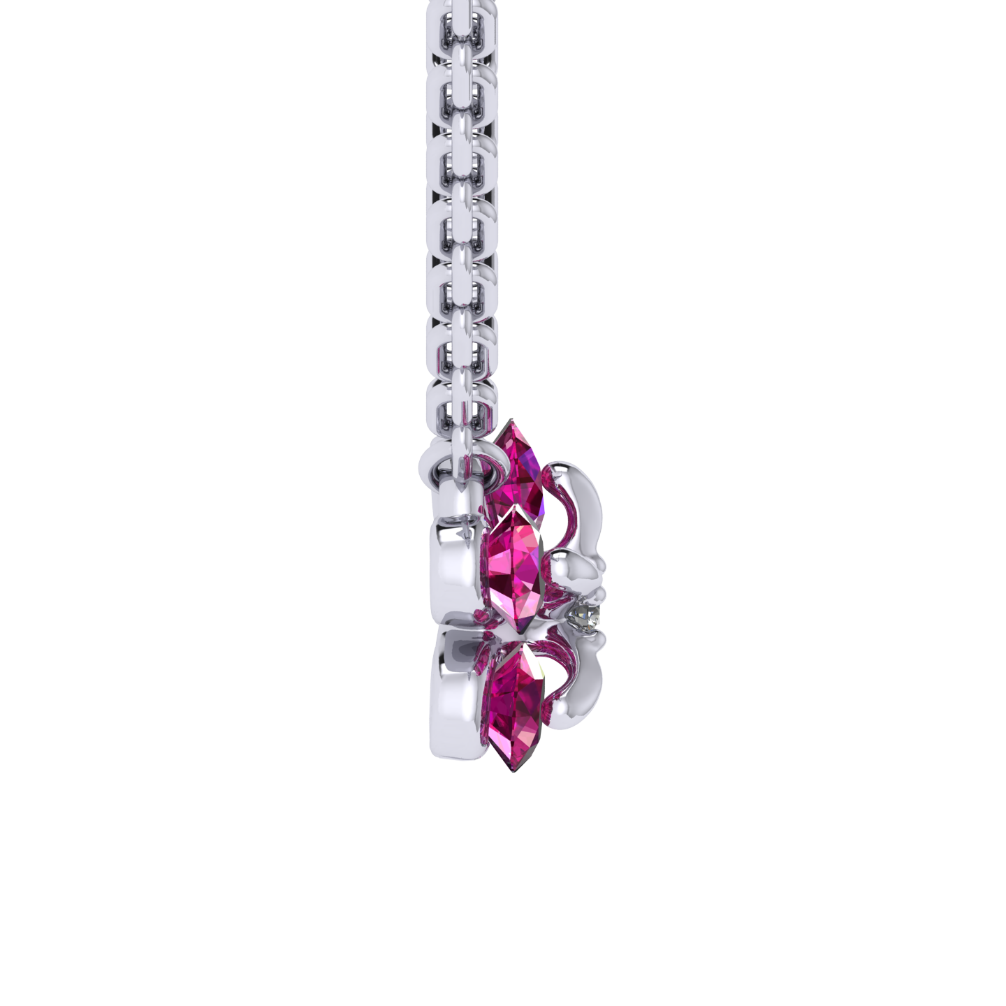 Necklace «Tsvetodelika», collection Waltz of Flowers, MOISEIKIN, Diamond, Ruby, 18K White Gold | Photo 3