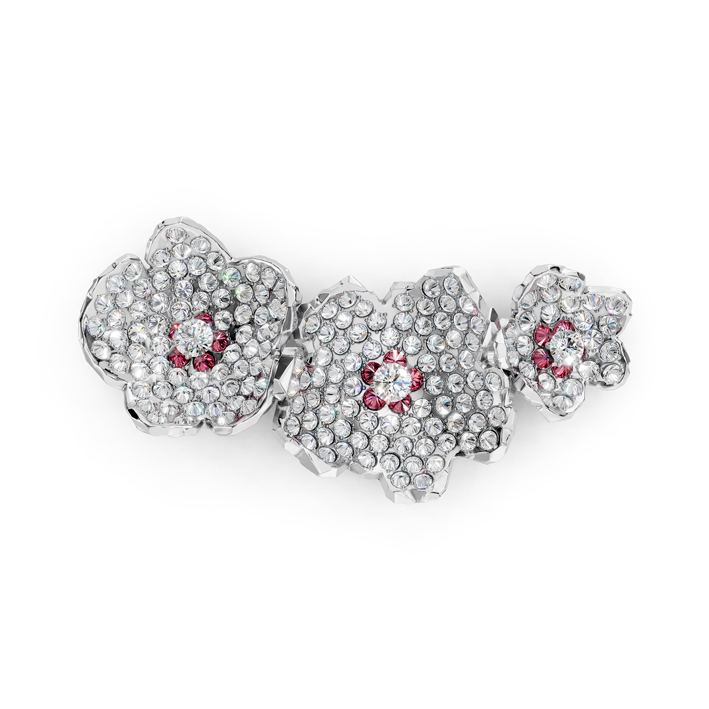 Brooch collection Almond Blossom, Diamond, Ruby, 18K White Gold | Photo 1