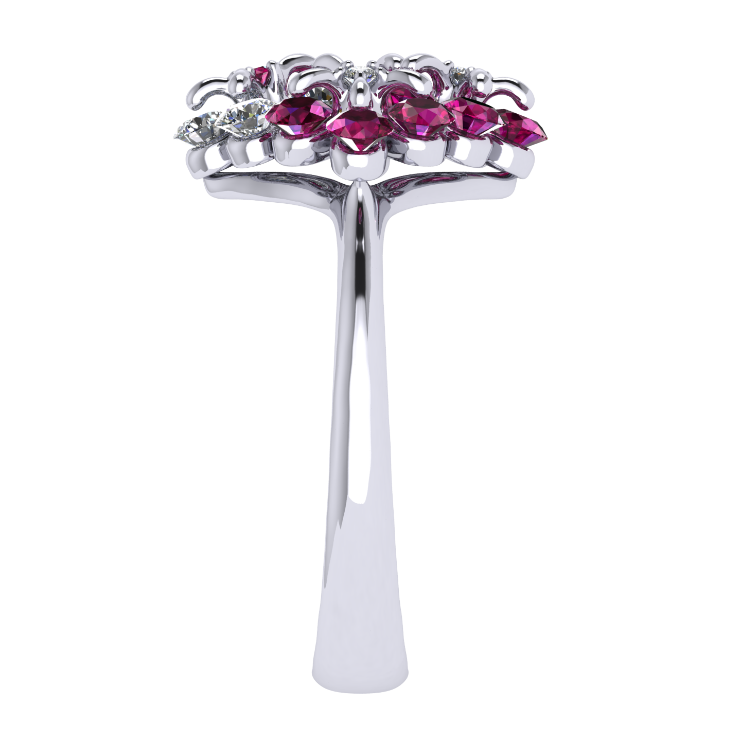 Ring «Tsvetodelika», collection Waltz of Flowers, MOISEIKIN, Diamond, Ruby, 18K White Gold | Photo 4