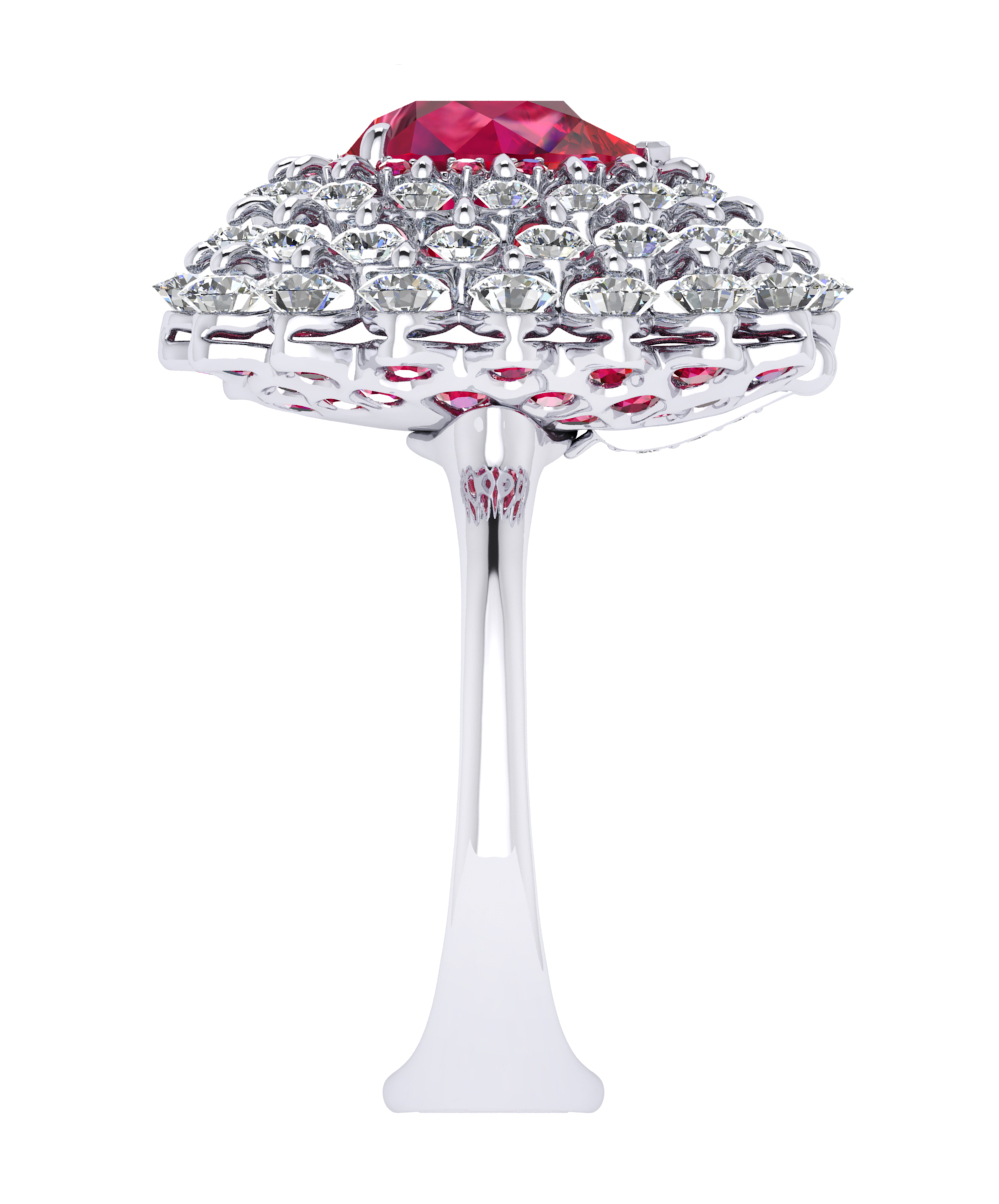 Ring Ruby, Diamond, 18K White Gold | Photo 7