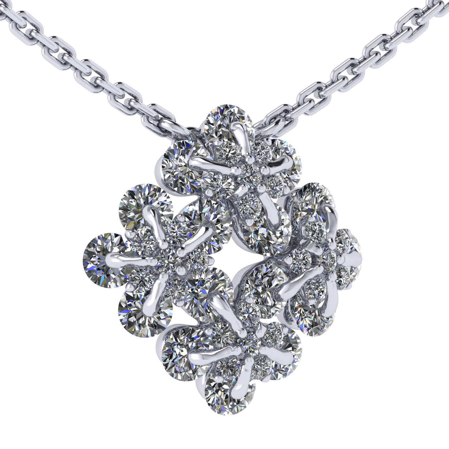 Necklace «Forget-me-nots», collection Waltz of Flowers, MOISEIKIN, Diamond, Ruby, 18K White Gold | Photo 2