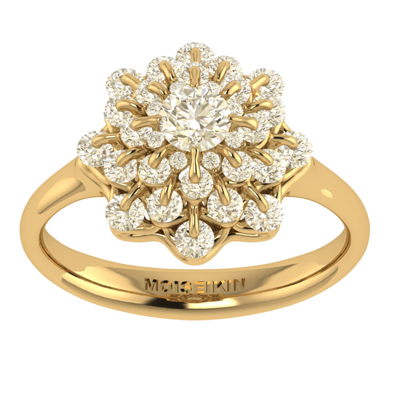 Ring collection Waltz of Snowflakes, MOISEIKIN, Diamond, 18K Yellow Gold | Photo 2