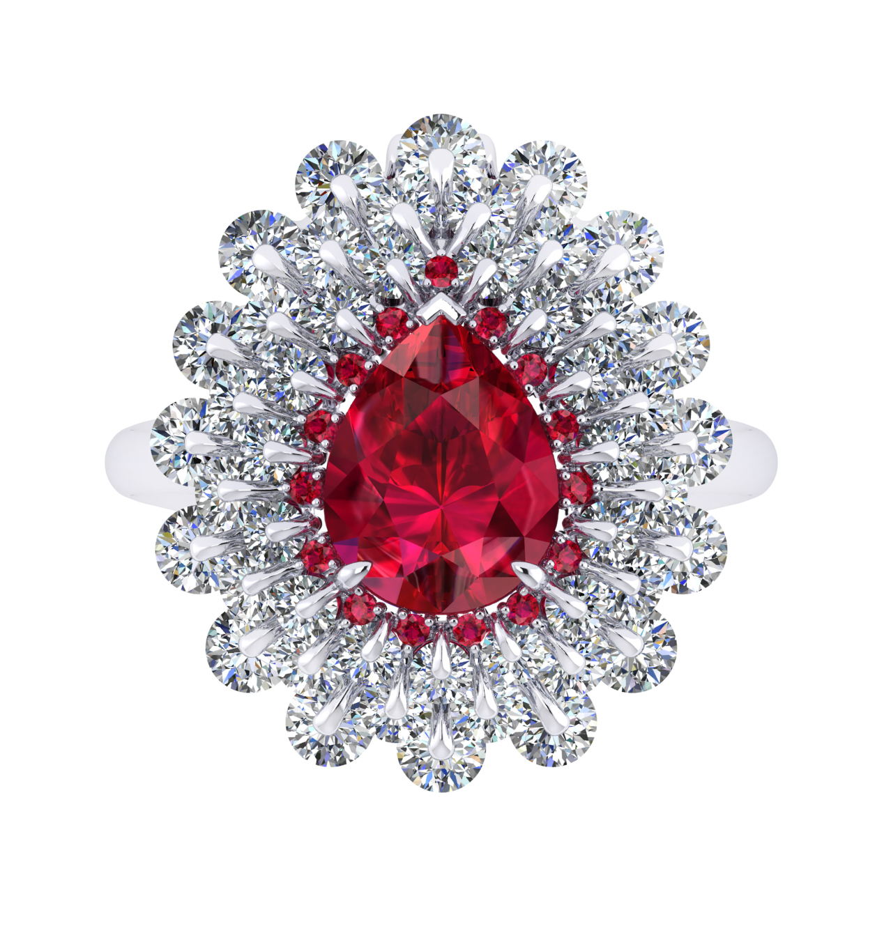 Ring Ruby, Diamond, 18K White Gold | Photo 5