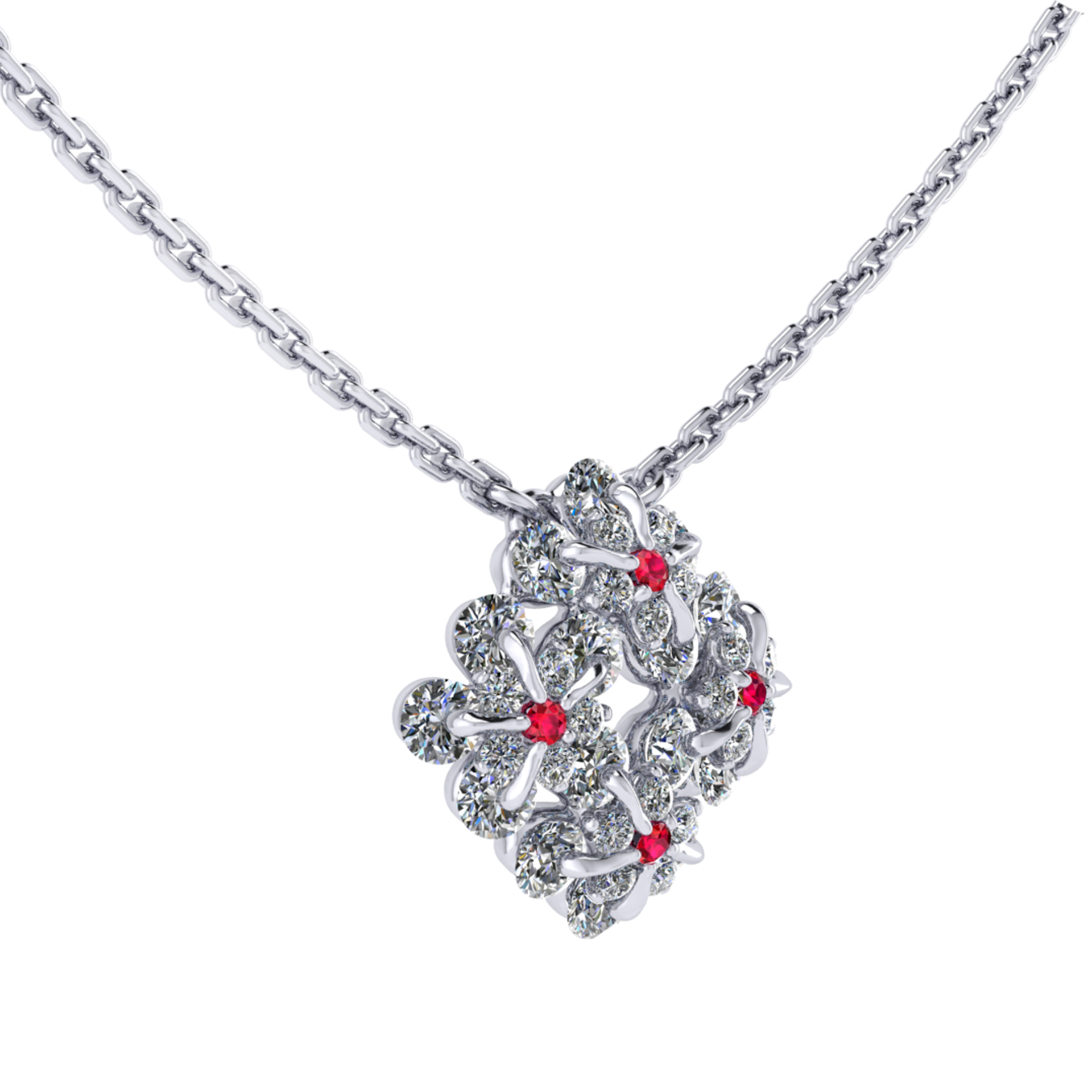 Necklace collection Waltz of Color, MOISEIKIN, Diamond, Ruby, 18K White Gold | Photo 2