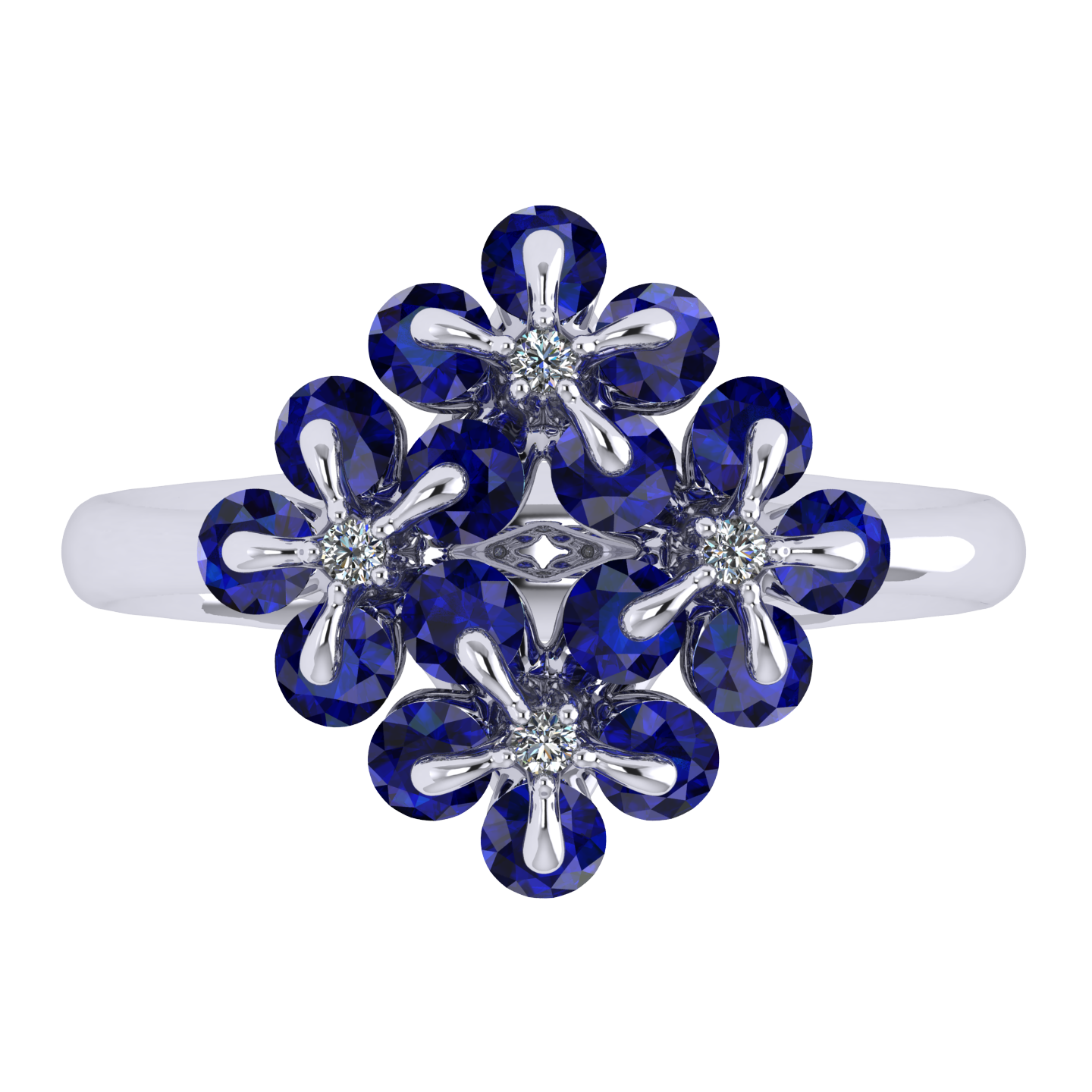 Ring «Tsvetodelika», collection Waltz of Flowers, MOISEIKIN, Diamond, Sapphire, 18K White Gold | Photo 2