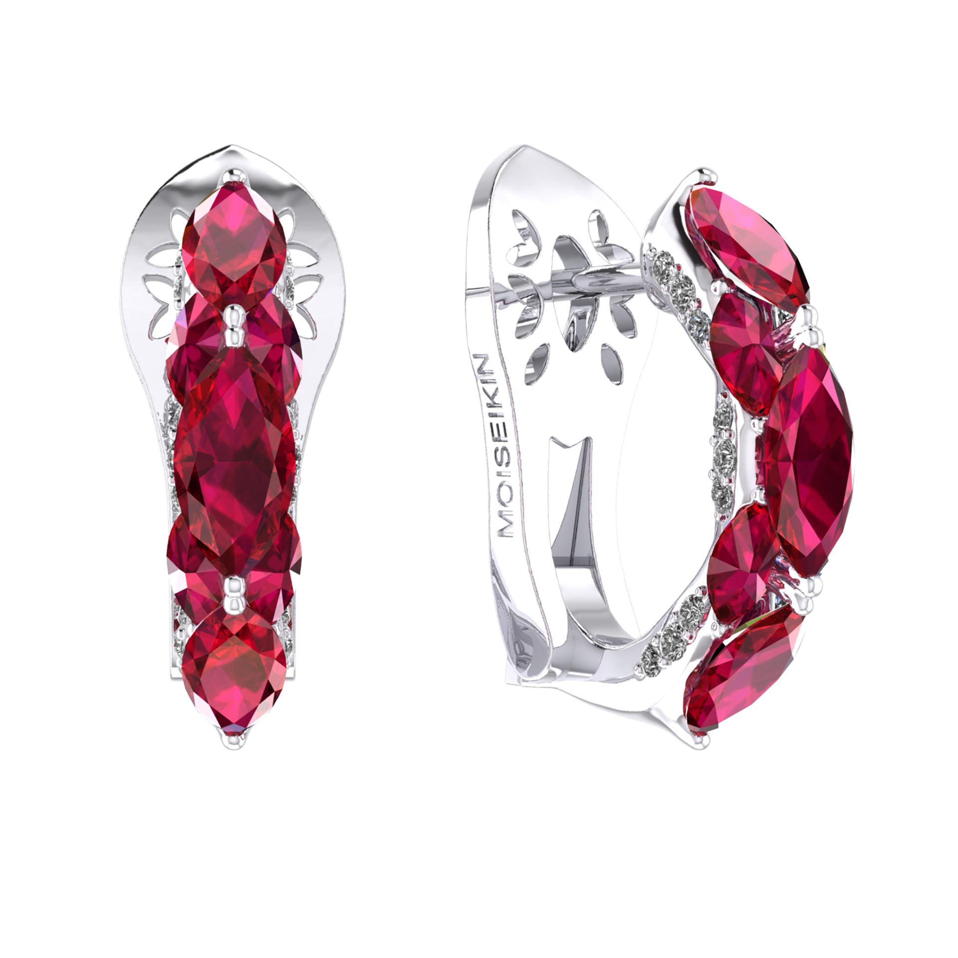 Earrings collection harmony of water moiseikin rubys diamonds 18k