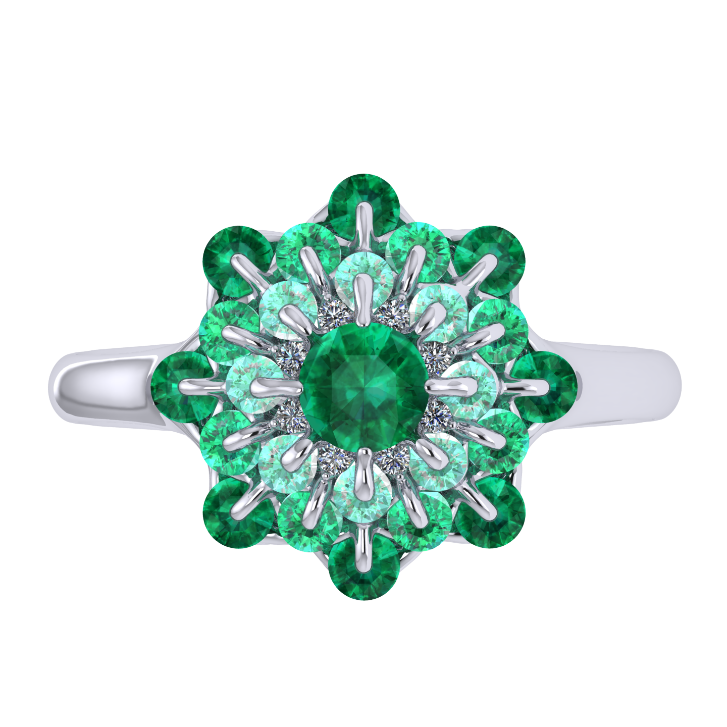 Ring collection Ball of Colours, MOISEIKIN, Emerald, Diamonds, 18K White Gold | Photo 3