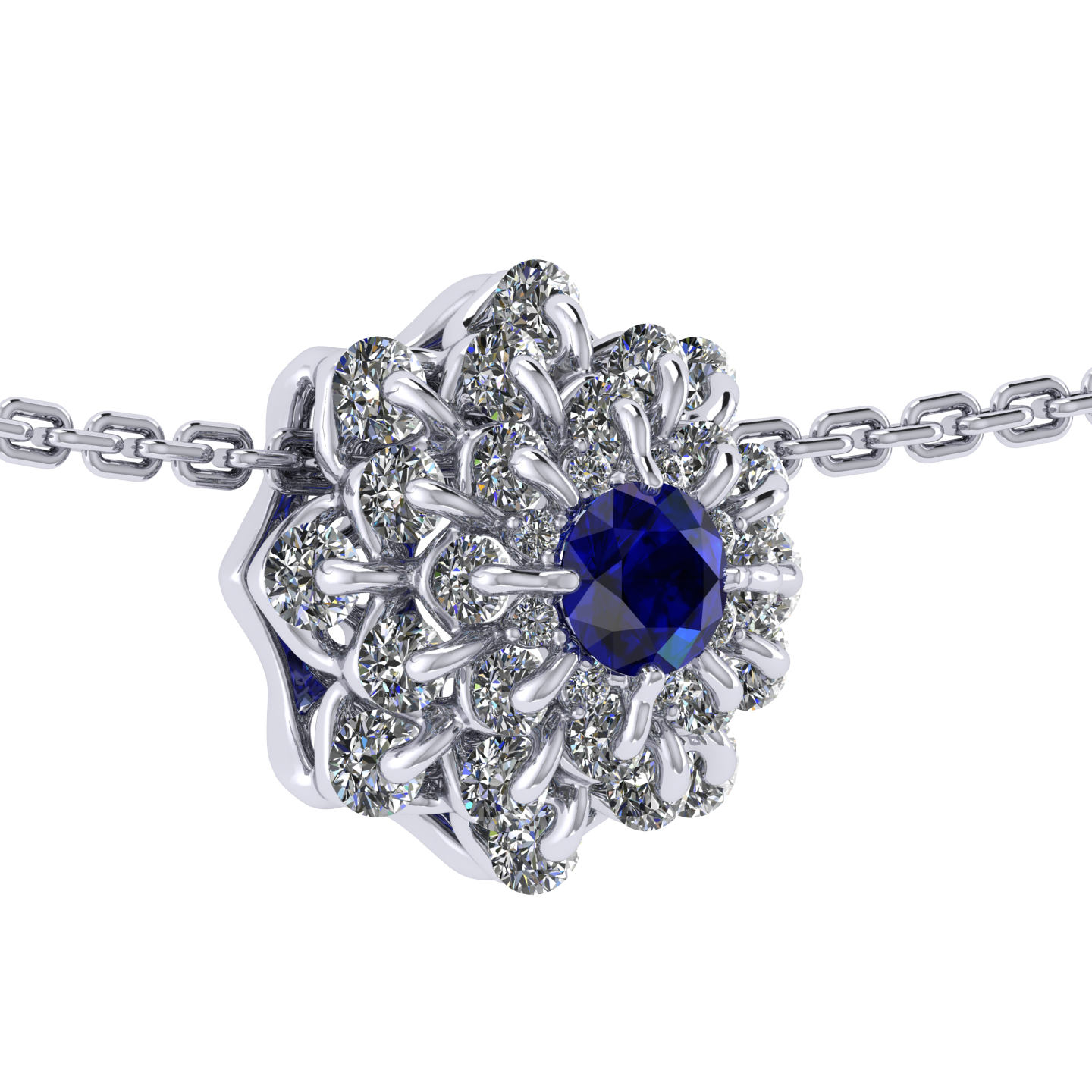 Pendant collection Ball of Colours, MOISEIKIN, Sapphire, Diamonds, 18K White Gold | Photo 2