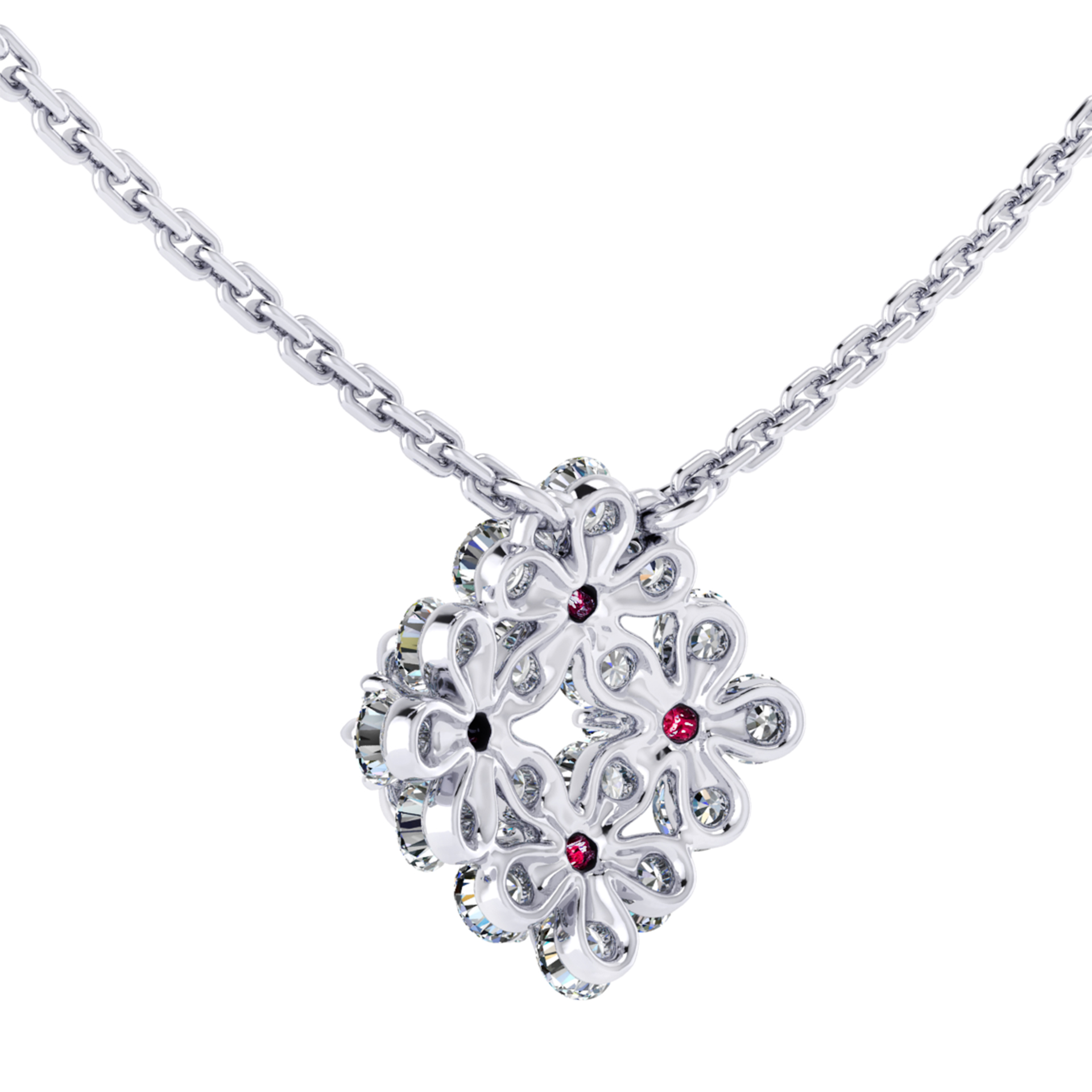 Necklace collection Waltz of Color, MOISEIKIN, Diamond, Ruby, 18K White Gold | Photo 3