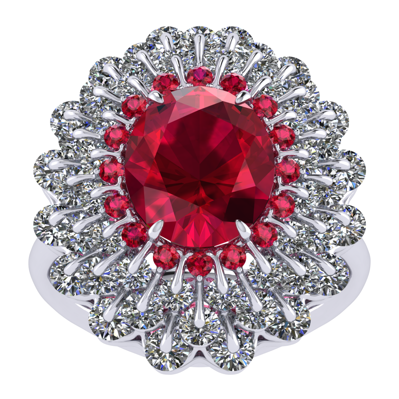 Ring 'The frame without the central stone', collection Ball of Colours, Ruby, Diamond, 18K White Gold | Photo 6