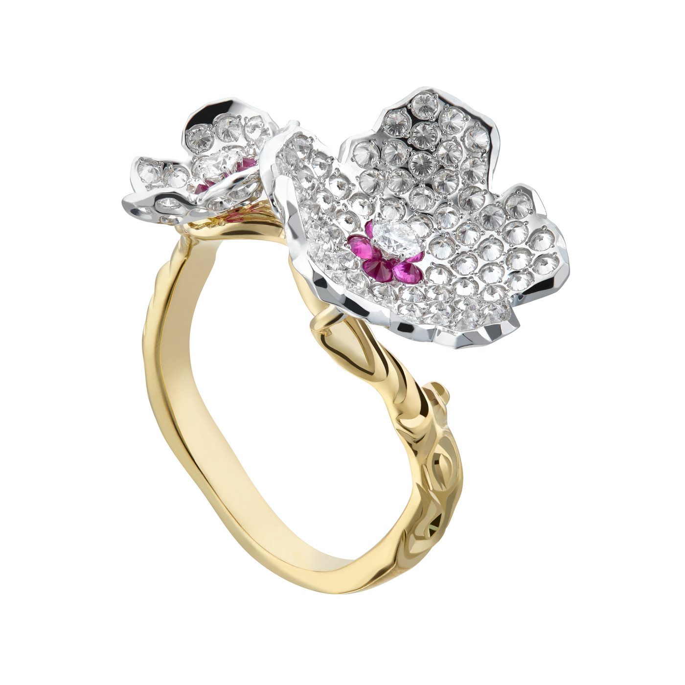 Ring collection Almond blossom, MOISEIKIN, Diamond, Ruby, 18K Gold | Photo 2