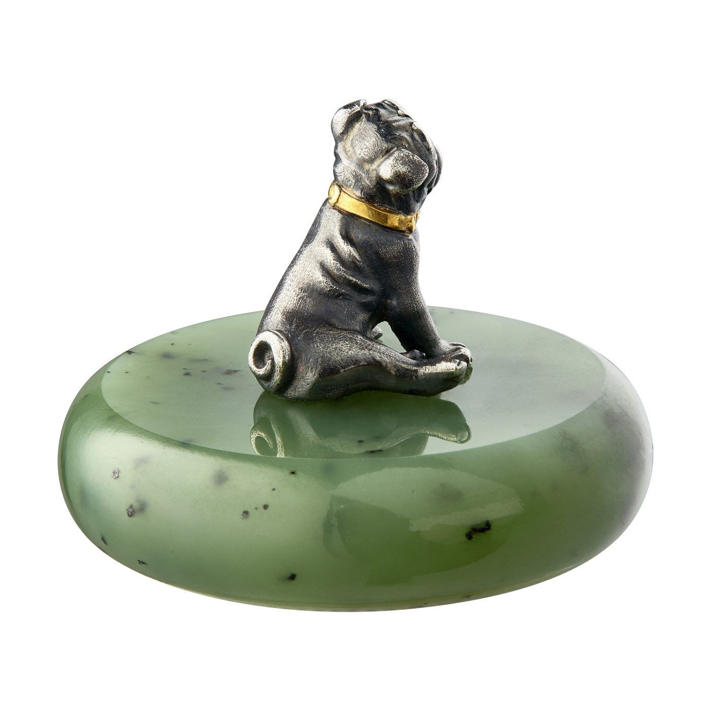 Souvenir 'Pug', collection Symbol of the Year, Nephrite, Ruby, SV925 Silver | Photo 3