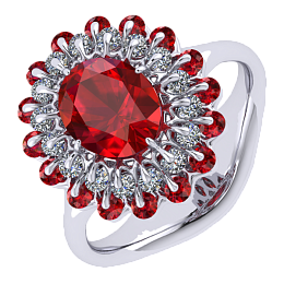 Setting: Ring collection Ball of Colours, Spinel, Diamond, Ruby, 18K White Gold