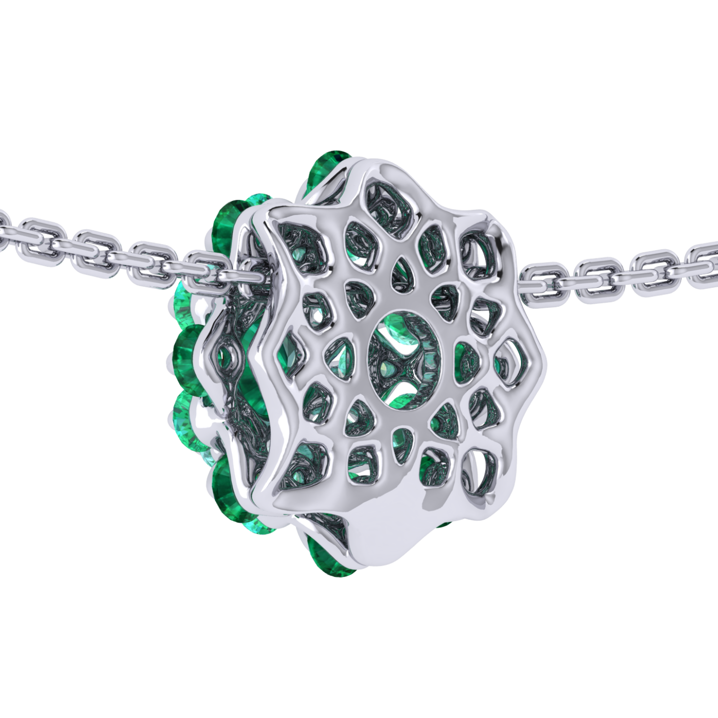 Pendant collection Ball of Colours, MOISEIKIN, Emerald, Diamonds, 18K White Gold | Photo 3