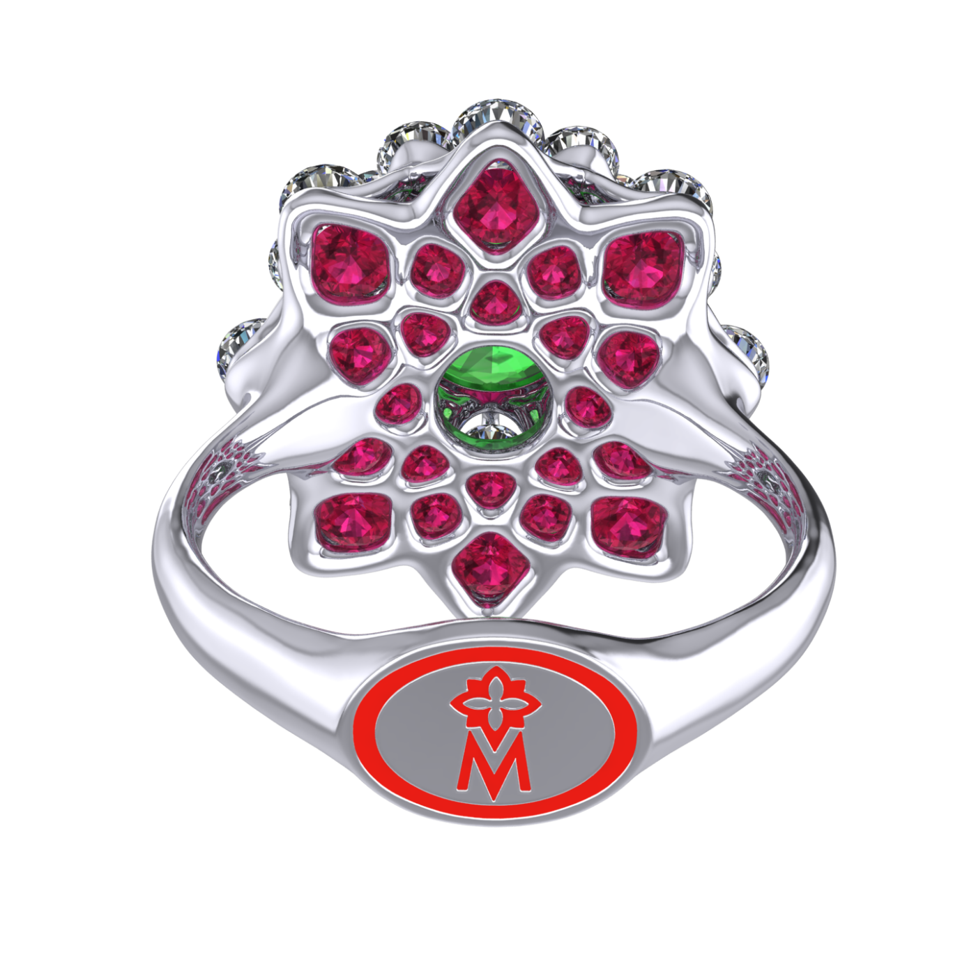 Ring 'The frame without the central stone', collection Ball of Colours, Demantoid, Diamond, Ruby | Photo 5