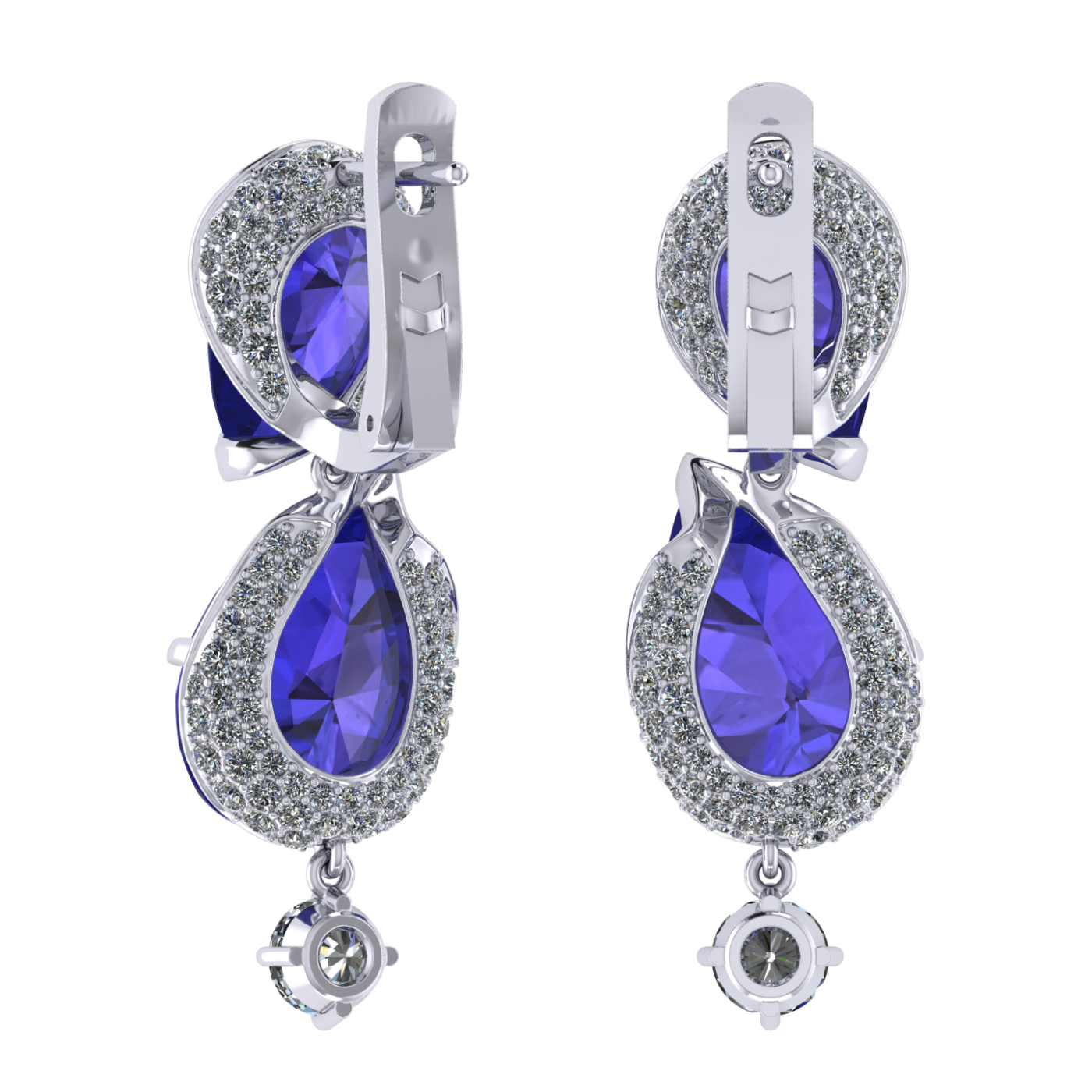 Earrings Tanzanite, Diamond, 18K White Gold | Photo 2
